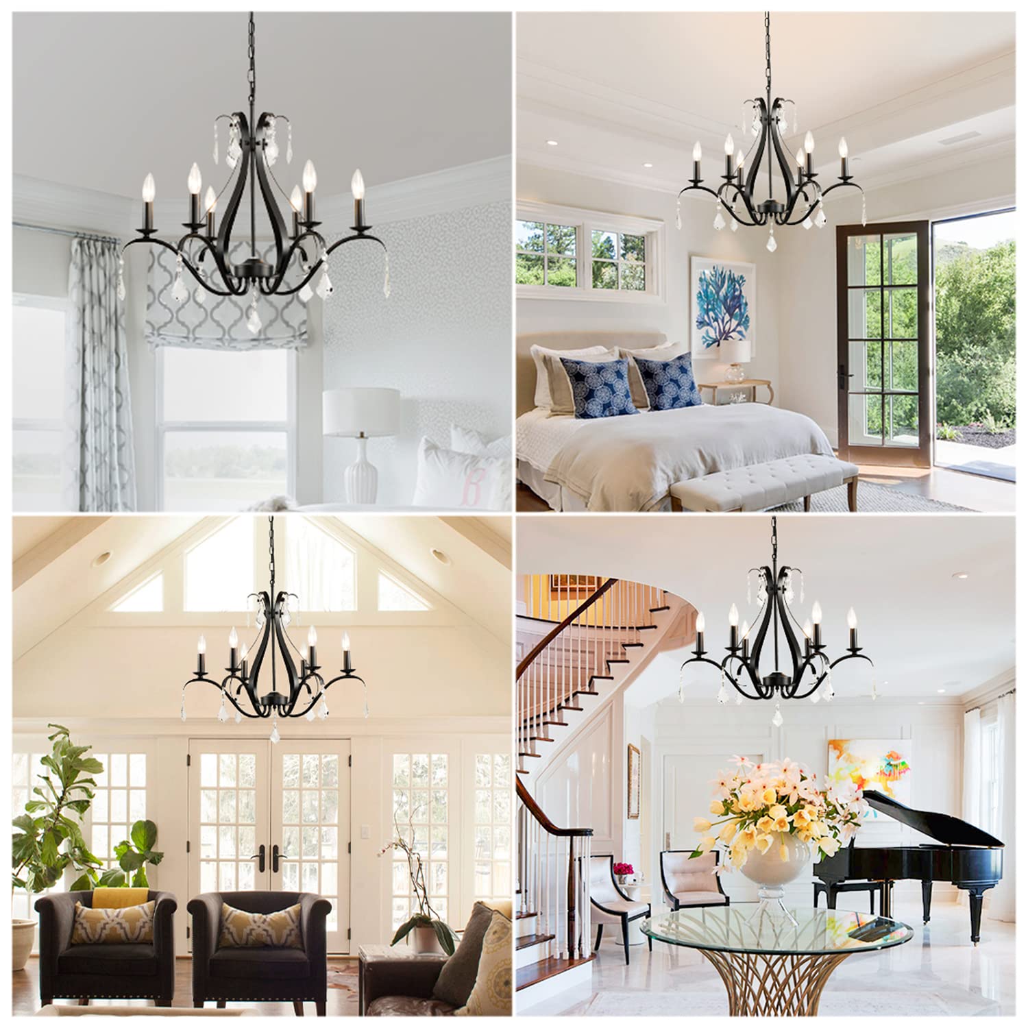 Gold Chandelier Light Fixtures Farmhouse: Modern Chandeliers for Dining Room, 8-Light Gold Crystal Chandelier, Foyer Chandeliers for High Ceilings, for Entryway,kitchen,Bedroom,Living Room,Staircase