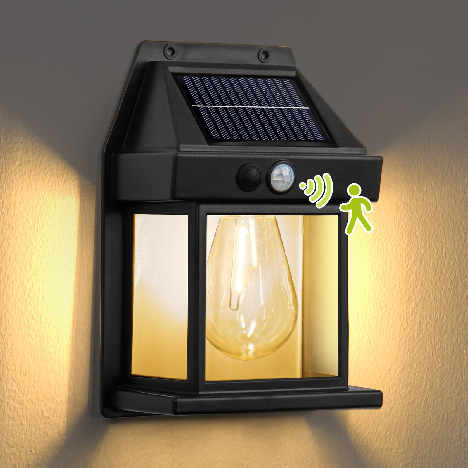 Solar Wall Lights Outdoor，Waterproof Solar Porch Light, Wireless Motion Sensor Outdoor Lights,Suitable for Patios, Garages, Sheds, Doors, Yards