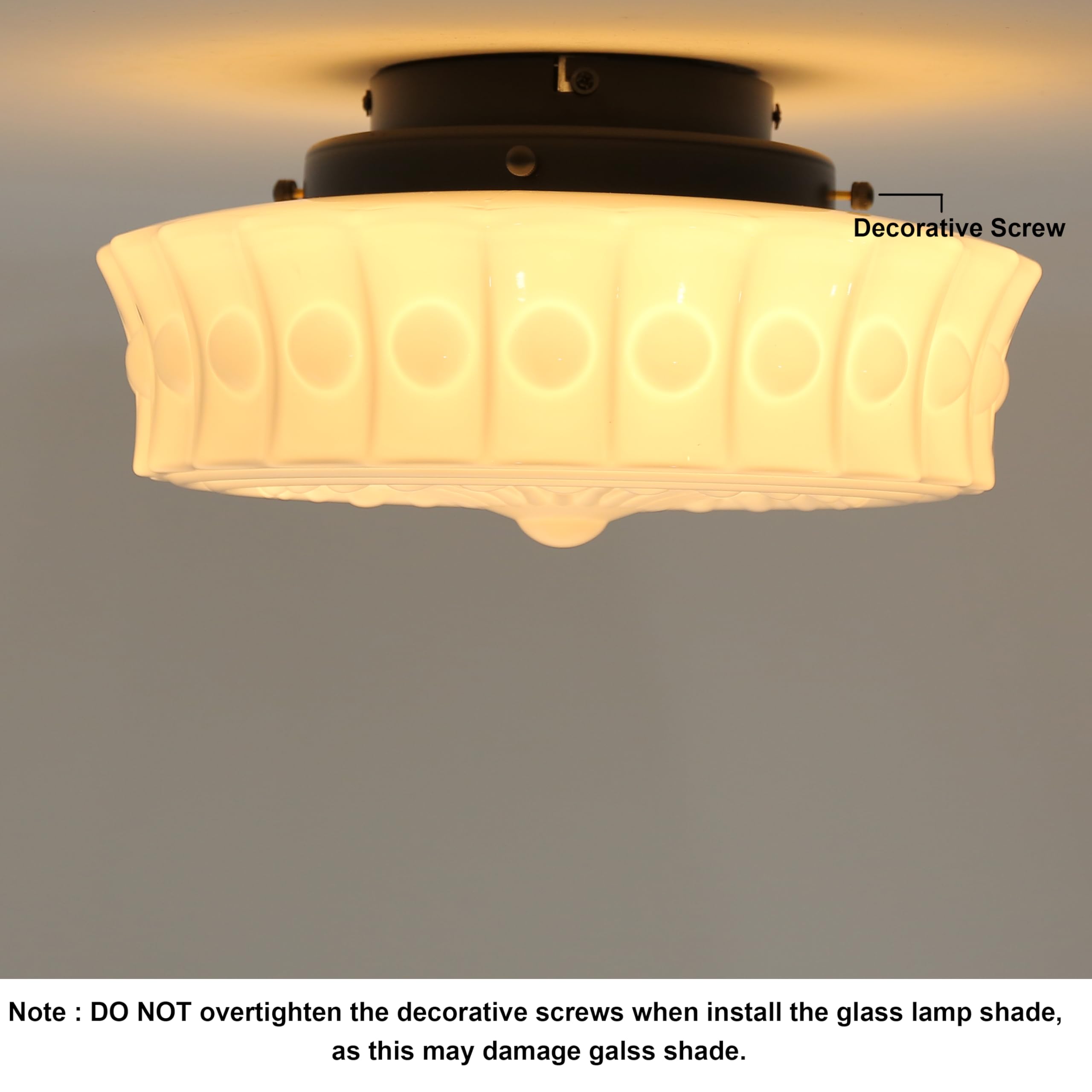 Ceiling Light Fixture, 13.8" Milk Glass Semi Flush Mount Ceiling Light, Mid Century Vintage Ceiling Light for Bedroom Hallway Kitchen, 4*G9 Dimmable Bulbs Included, Cream Yellow