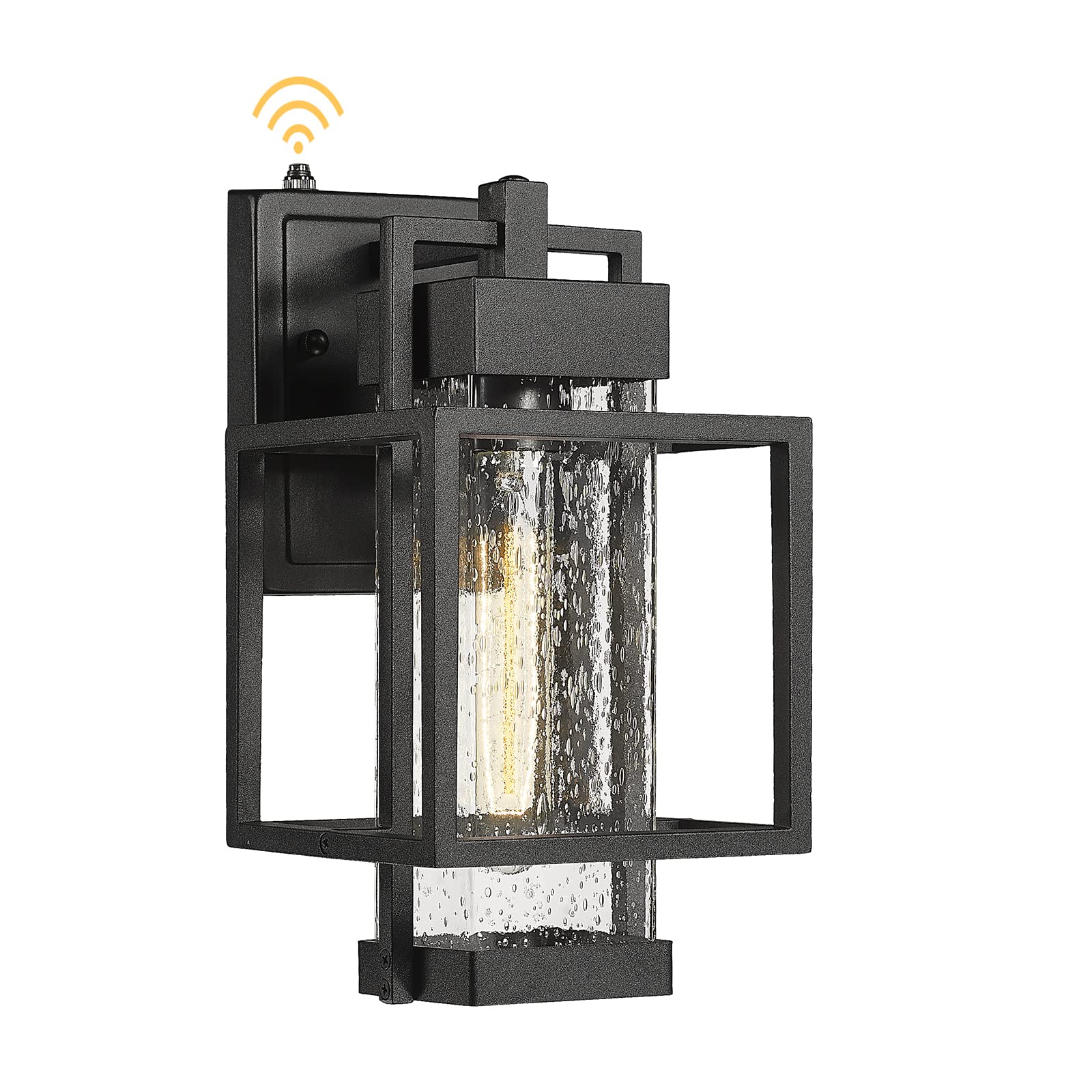 Outdoor Indoor Pendant Light Exterior Hanging Lantern, 11.4" Modern Outside Ceiling Chandelier for Front Porch Entrance Foyer Entryway, Aluminum, Crack Glass, G6001/1H-SBK