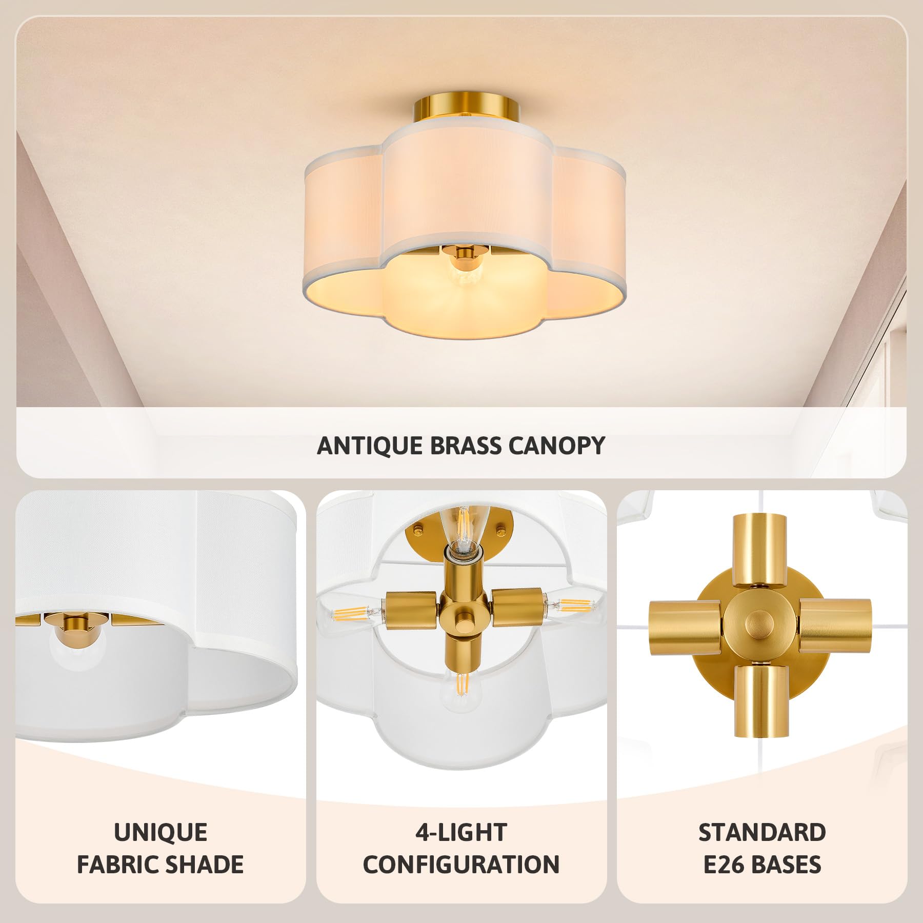 Semi Flush Mount Ceiling Light, 13'' Drum Ceiling Light Fixture with 2 Light, Modern Close to Ceiling Light Fixture for Bedroom Living Room Hallway Kitchen, Bronze Finish