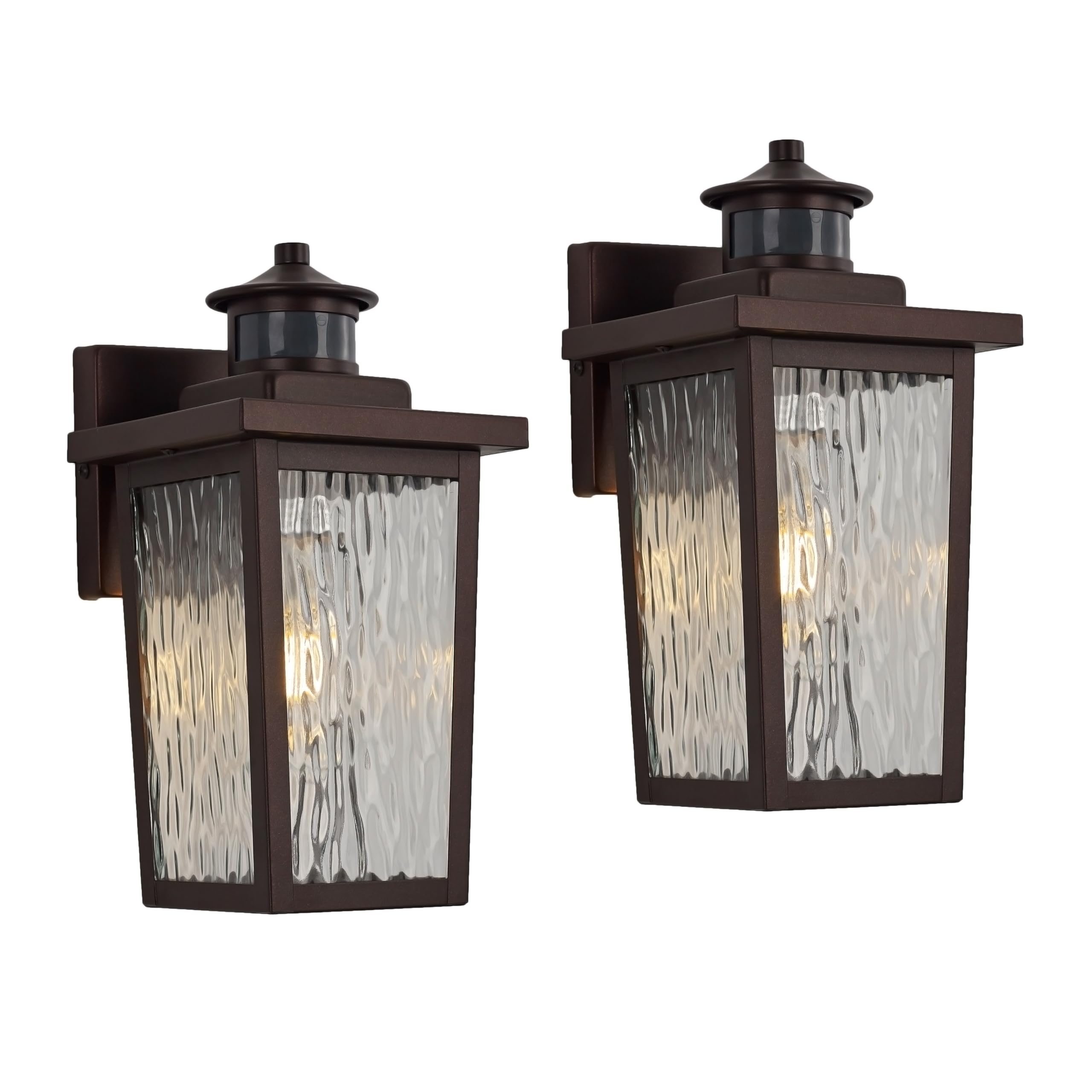 Oil Rubbed Bronze Exterior Wall Light Fixture, Outdoor Wall Lantern with Clear Water Glass, Outside Light for House Entryway Porch