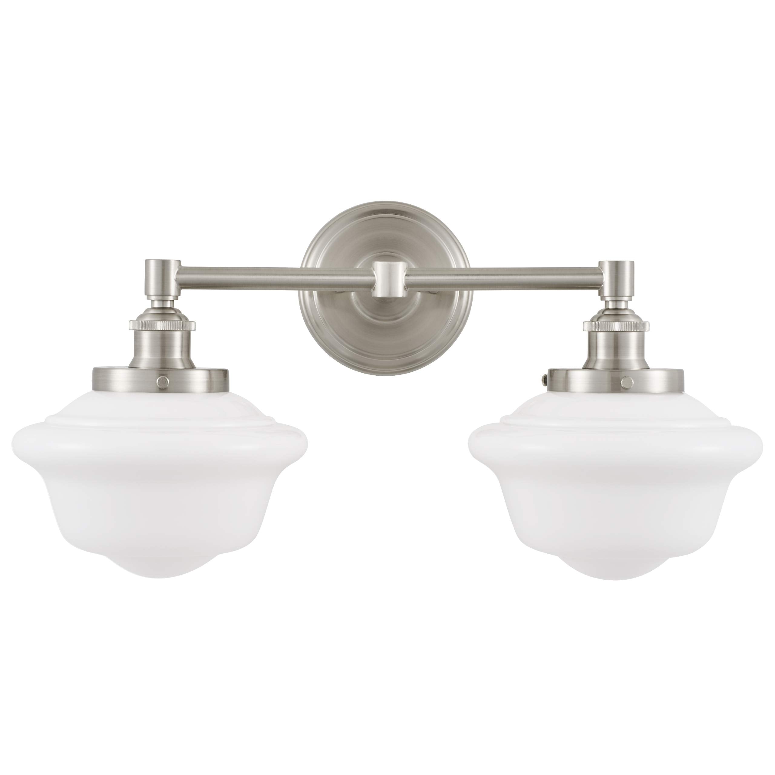 Farmhouse Brushed Nickel Bathroom Light Fixtures Over Mirror 2-Light Bathroom Vanity Light Fixture Milk Glass Shades Modern Vanity Lights, UL Listed