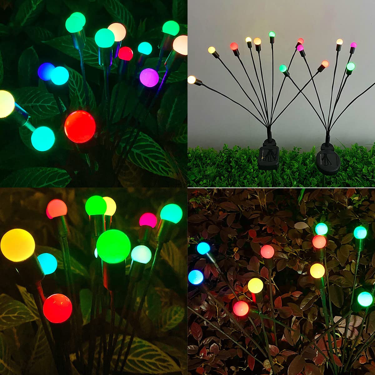 8LED Solar Powered Firefly Lights,Outdoor Waterproof,Starburst Swaying Solar Lights, Garden Lights for Path Landscape Outdoor Decorative Lights White Warm 4Pack