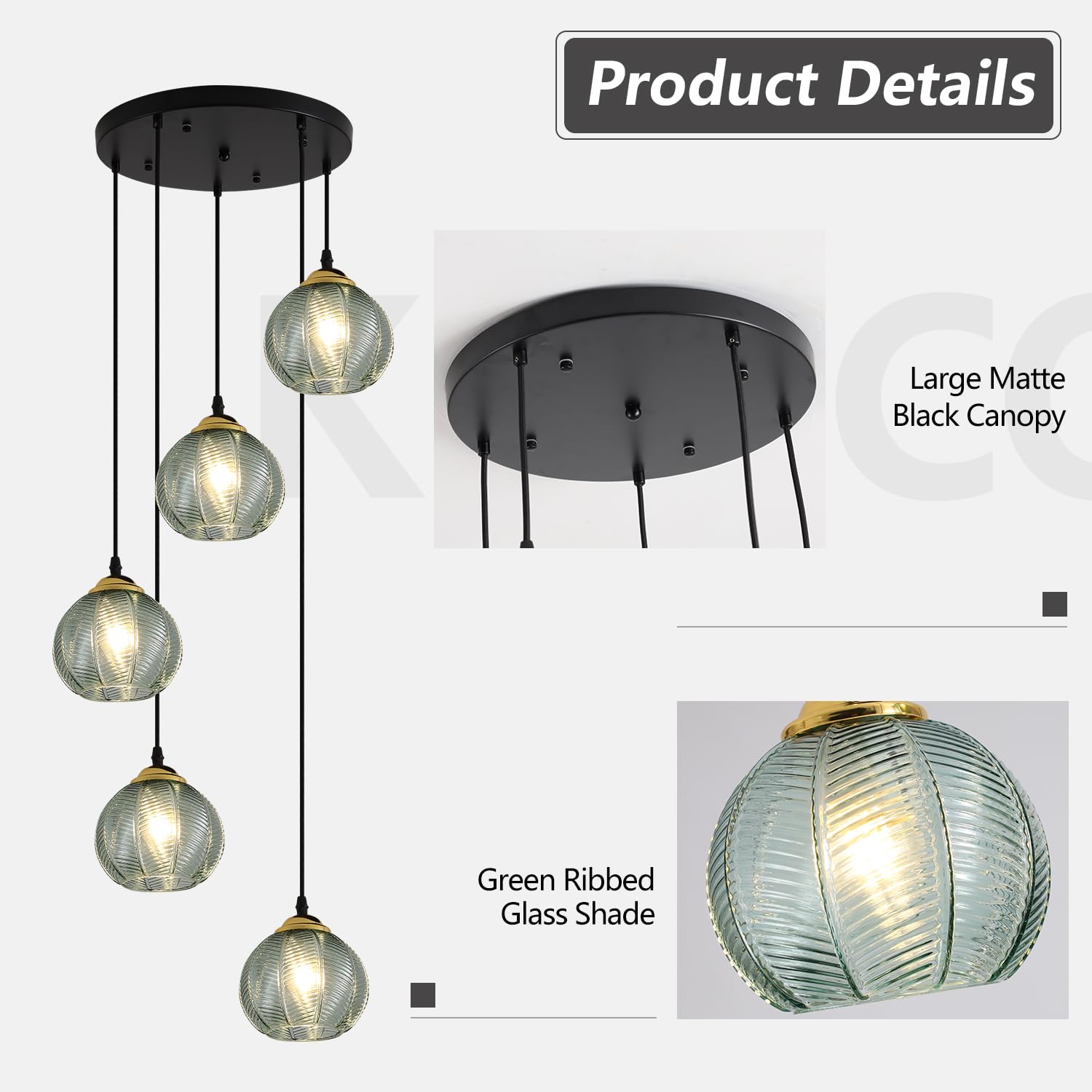 KCO Lighting 3-Lights Smoke Gray Glass Pendant Light Black Globe Round Cluster Chandelier Mid-Century Modern Multi Light Pendant Lighting Nordic Kitchen Island Light Fixture