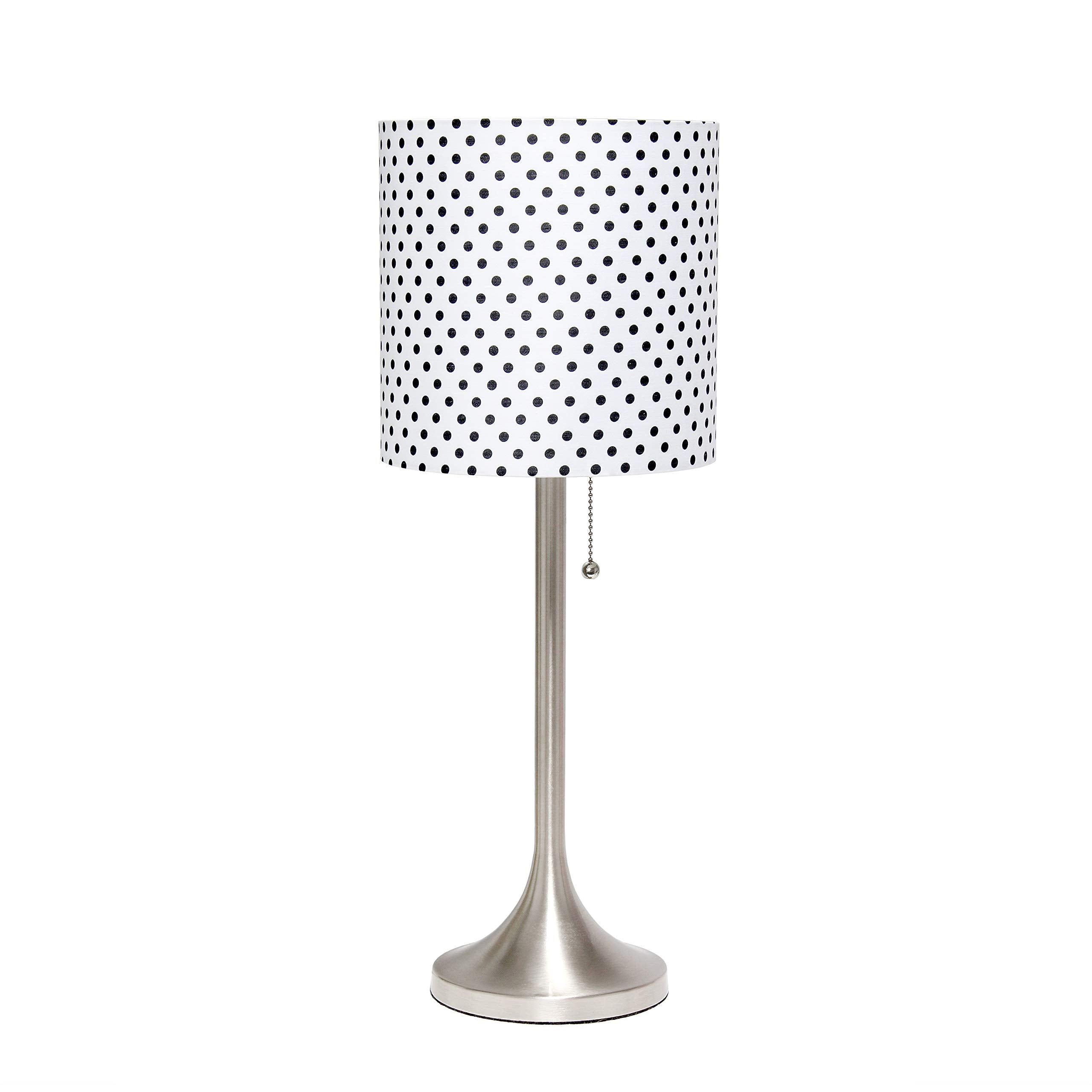 Tapered Fabric Drum Shade Table Lamp, Gold and White, 8 x 8 x 21