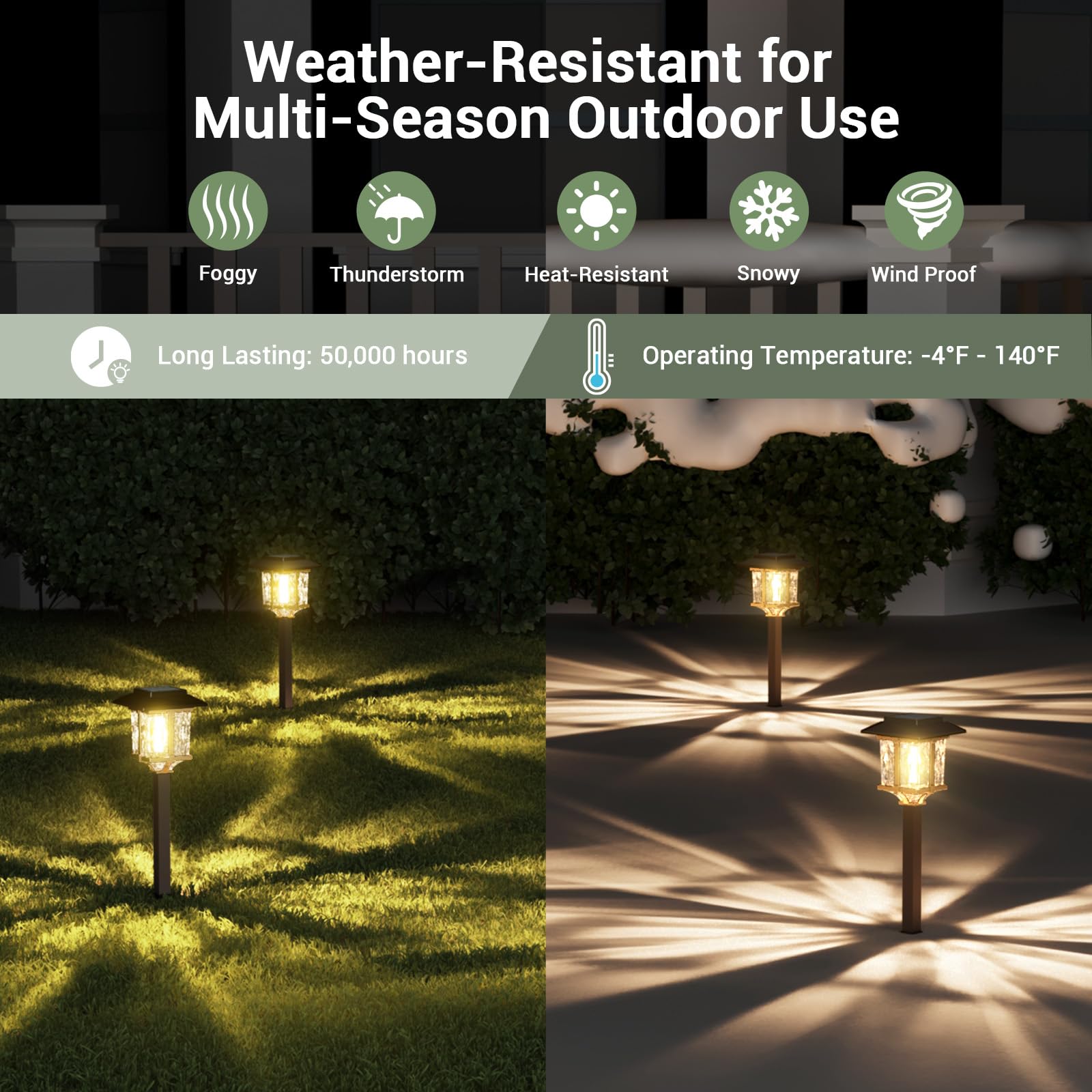 Solar Lights Outside - 6 Pack Solar Lights Outdoor Waterproof, 2 Tone-Bronze & Wood Color, 15 LM LED Auto On/Off Glass Outdoor Solar Lights for Yard Garden Pathway Walkway Driveway(Warm White)