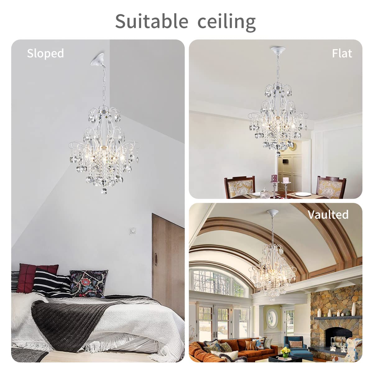 Crystal Chandelier Flushmount Ceiling Light Modern Lighting Fixture for Bedroom Hallway Bar Kitchen Bathroom, H 17.5'' x W 19.3'', E12 Base, Gold