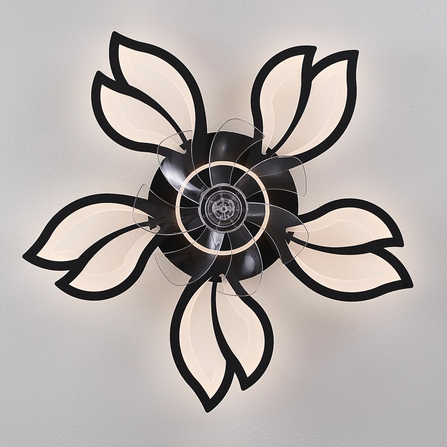 Ceiling Fan with Lights Remote Control, 24" Black, 6 Speeds 3 Light Color Low Profile Flush Mount Ceiling Fan for Kitchen Bedroom