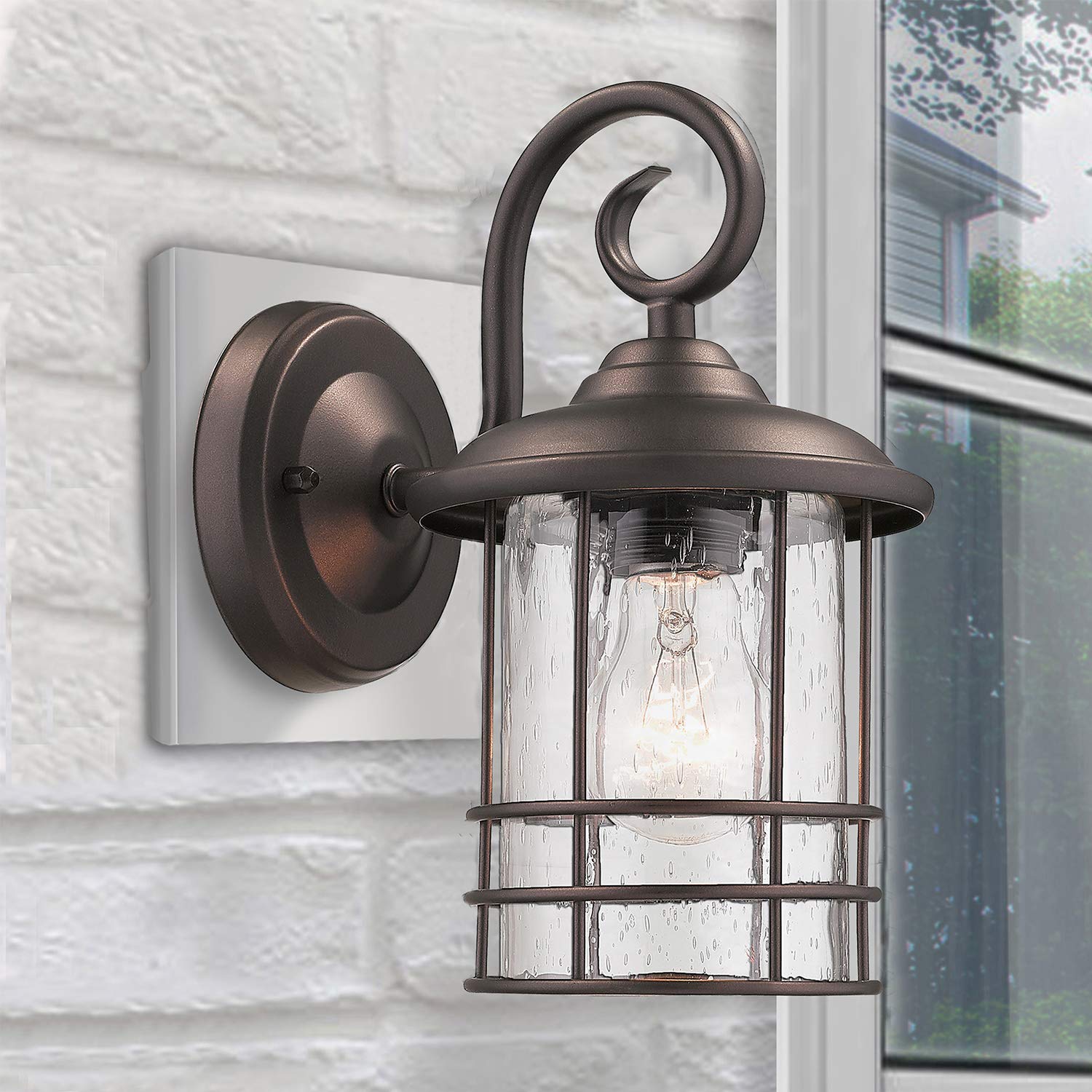 Outdoor Wall Sconce 2 Pack, 14.5 Inch Black Exterior Wall Mount Light Fixtures, Farmhouse Outside Lights for House, Garage, Porch, Patio, Yard, Hallway