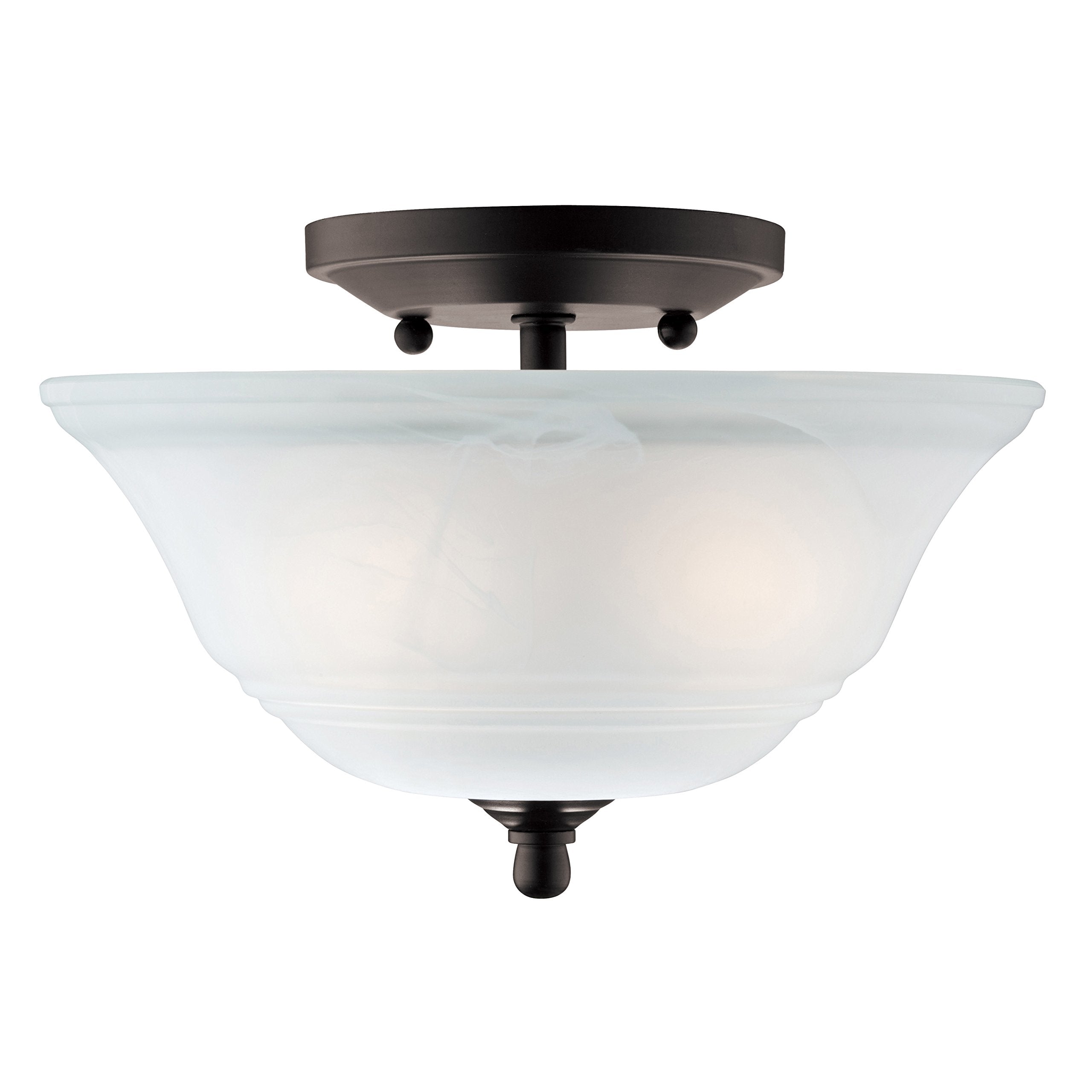 Two-Light Interior Semi-Flush Ceiling Fixture, White