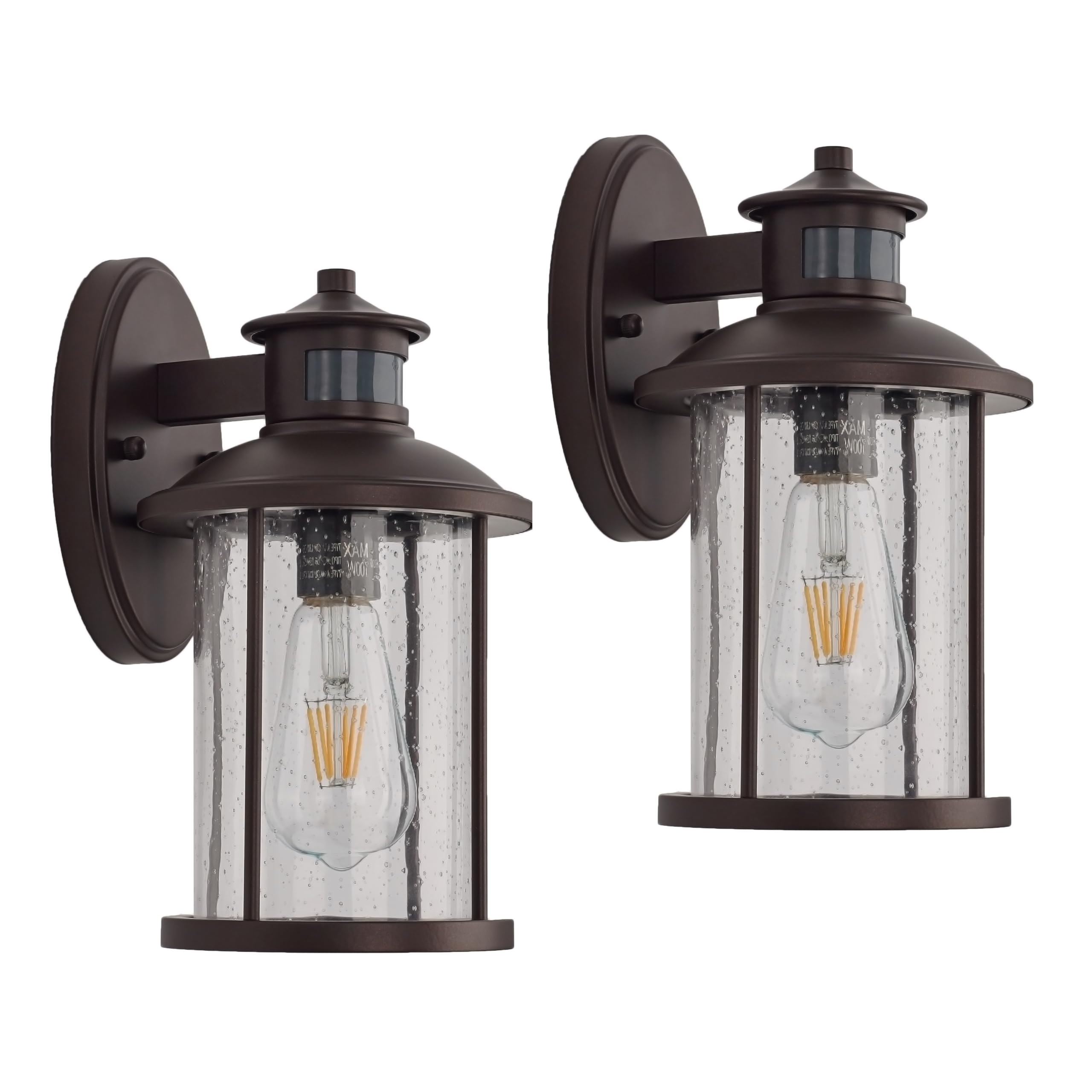 Oil Rubbed Bronze Outdoor Light Sconces Wall Mount, Clear Seedy Glass Large Exterior Porch Wall Lantern, 12.5" Outside Lights for House, Front Porch, Patio, Backyard