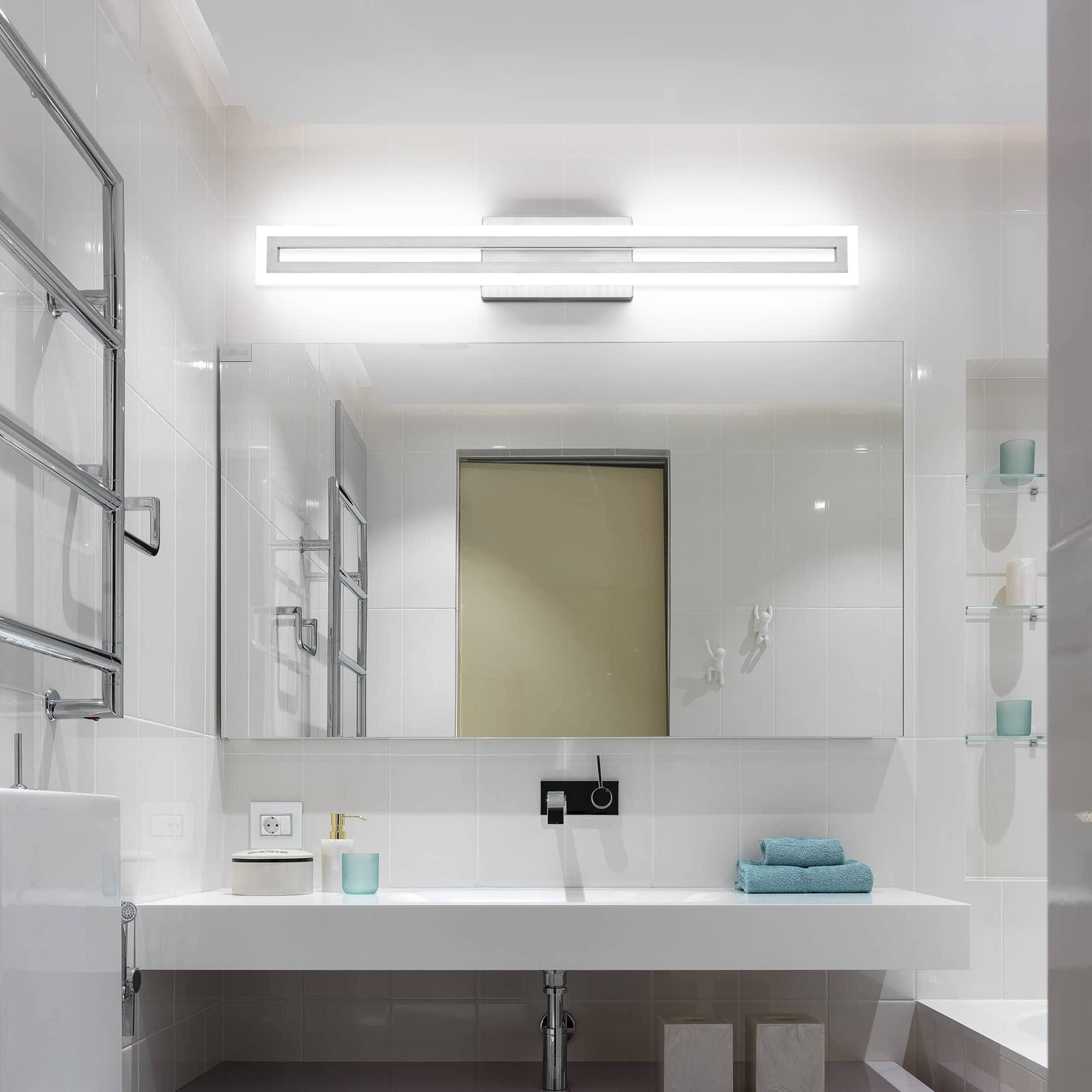 LED Vanity Light Bathroom Vanity Light,31.8 Inch Bathroom Lights Over Mirror 6000K Brushed Nickle