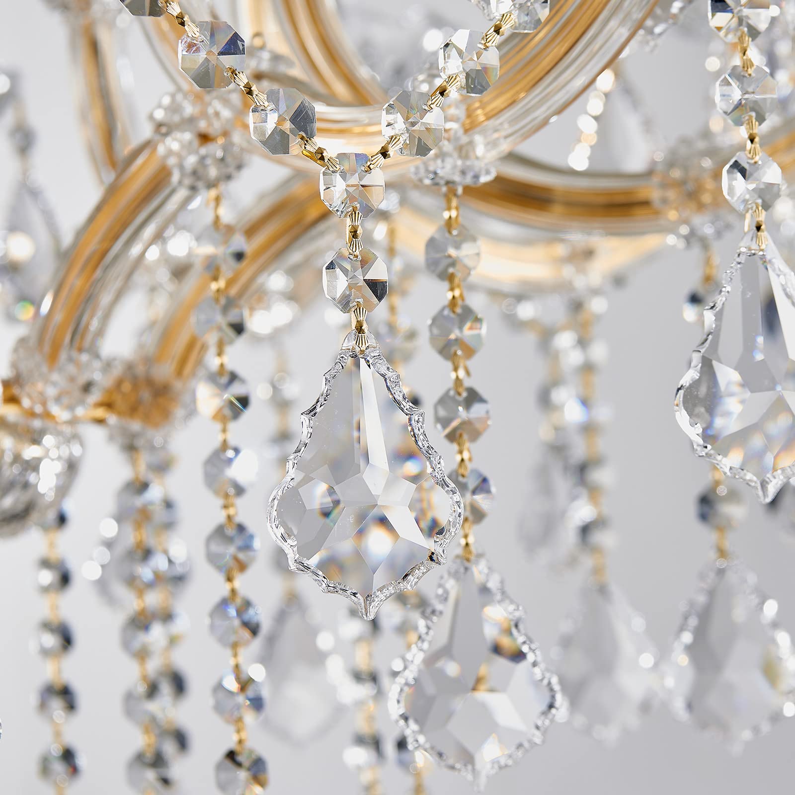 Large Gold Chandelier Light Fixtures - 36 Lights, 4 Layers Modern Crystal Chandeliers for Hotel, Lobby, Foyer, Entrance Hall, Staircase