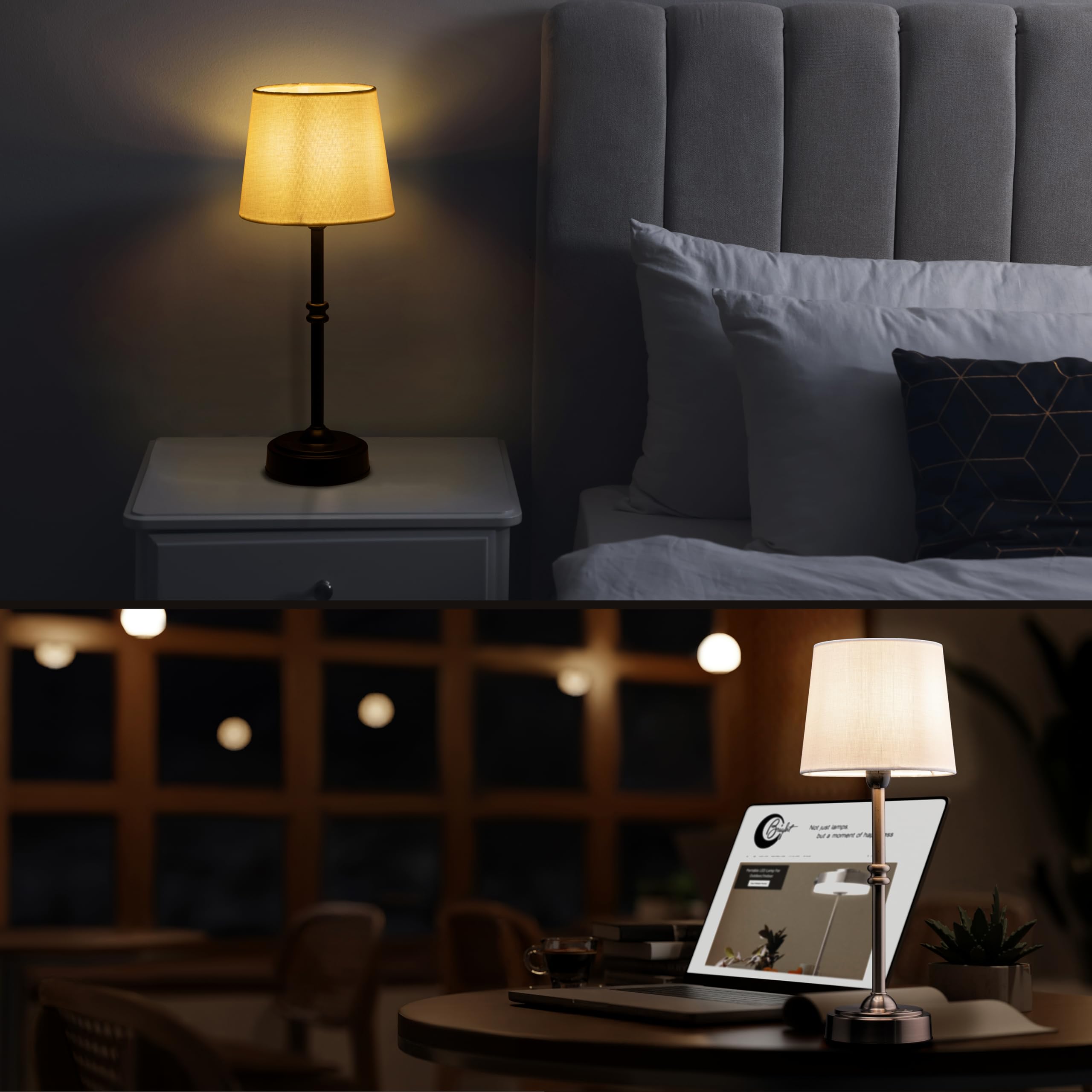 Cordless LED Table Lamp with Dimmer, Built-in Rechargeable Battery, 3-Level Brightness, Patio Table Lamp, Bedside Night Lamp, Ambient Light for Restaurant, Antique Brass