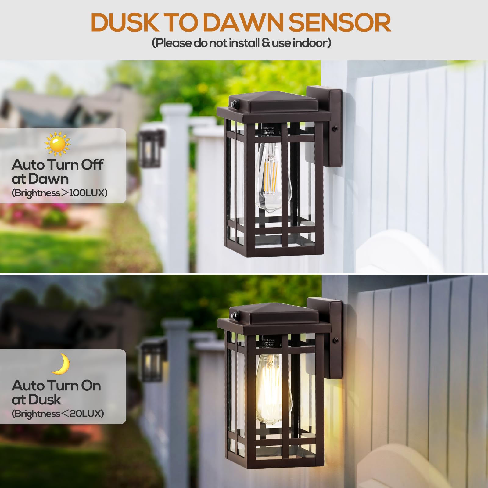 Outdoor Wall Light Fixtures 9.76'', Waterproof Porch Lights Wall Lanterns, Exterior Modern Matte Black Wall Mount Lighting, Anti-Rust E26 Socket Wall Scones for Front Door Garage, 2 Pack