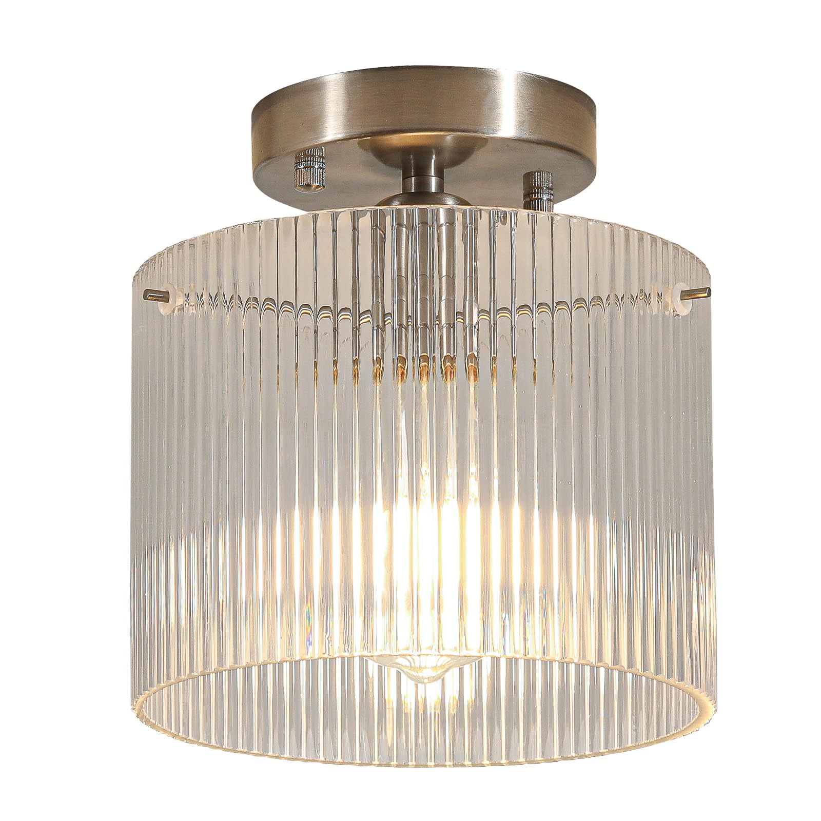 Modern Semi Flush Mount Ceiling Light, Industrial Clear Glass Ceiling Light Fixture, Crystal Ceiling Lamp, Modern Ceiling Lamps, Farmhouse Light for Entryway Hallway Kitchen Dining Room