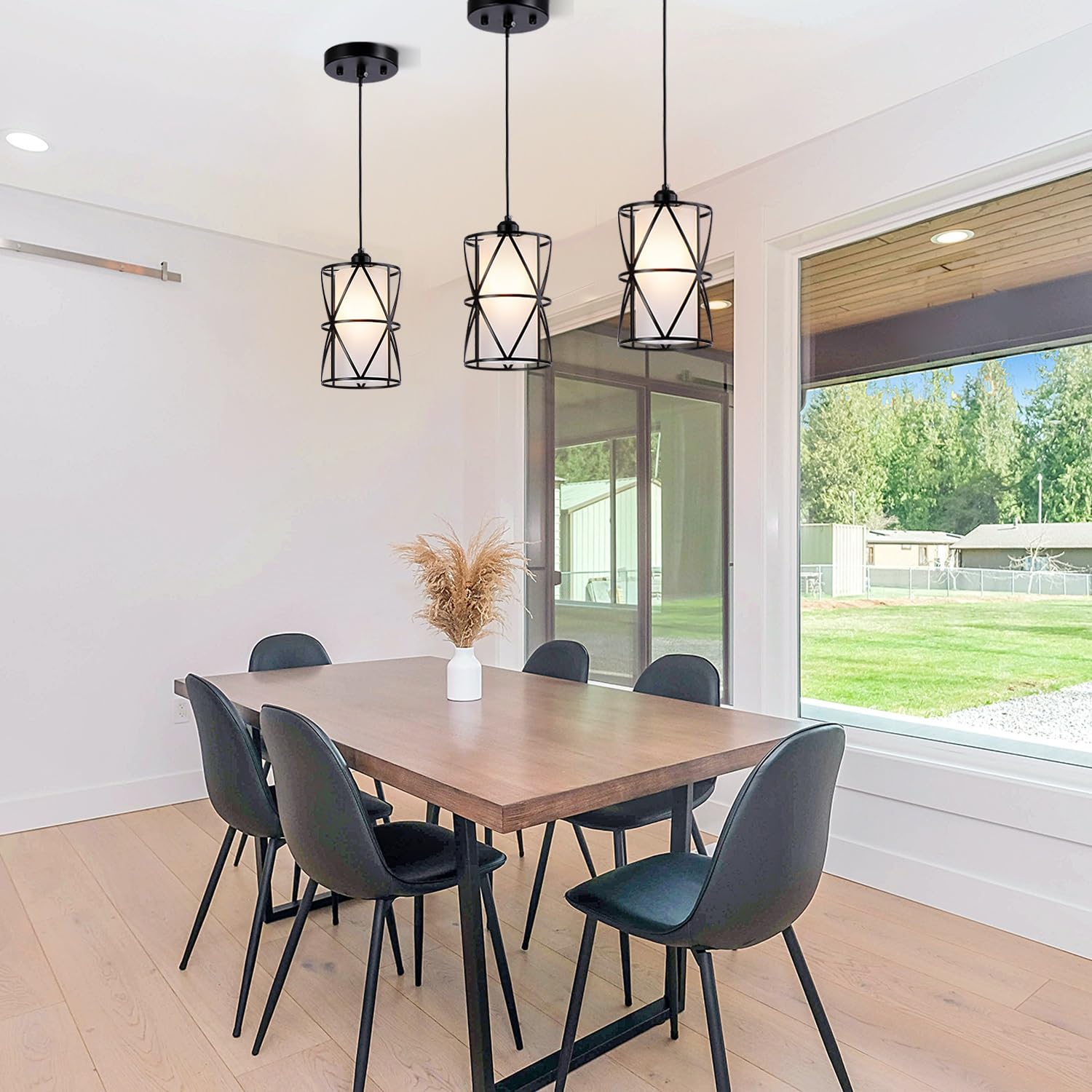 Modern Pendant Lights with Frosted Glass, Brushed Nickel Pendant Light Fixtures, Cylindrical Pendant Lighting for Kitchen Island, Kitchen Hanging Lights Over Island, Foyer, Dining Room, Entryway