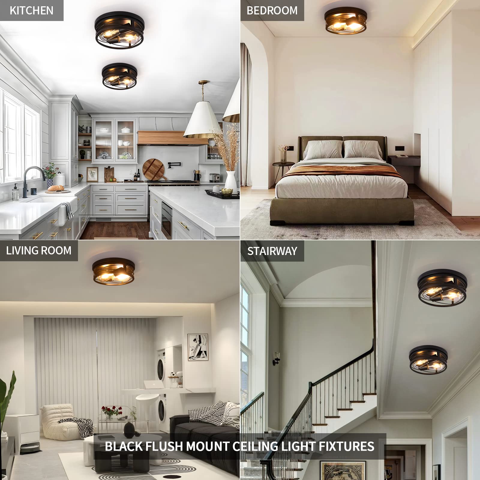 Semi Flush Mount Ceiling Light Brushed Nickel Ceiling Light Fixtures 3-Light Modern Kitchen Light Fixtures Metal Cage Ceiling Lights for Bedroom Dining Room Living Room Hallway Foyer