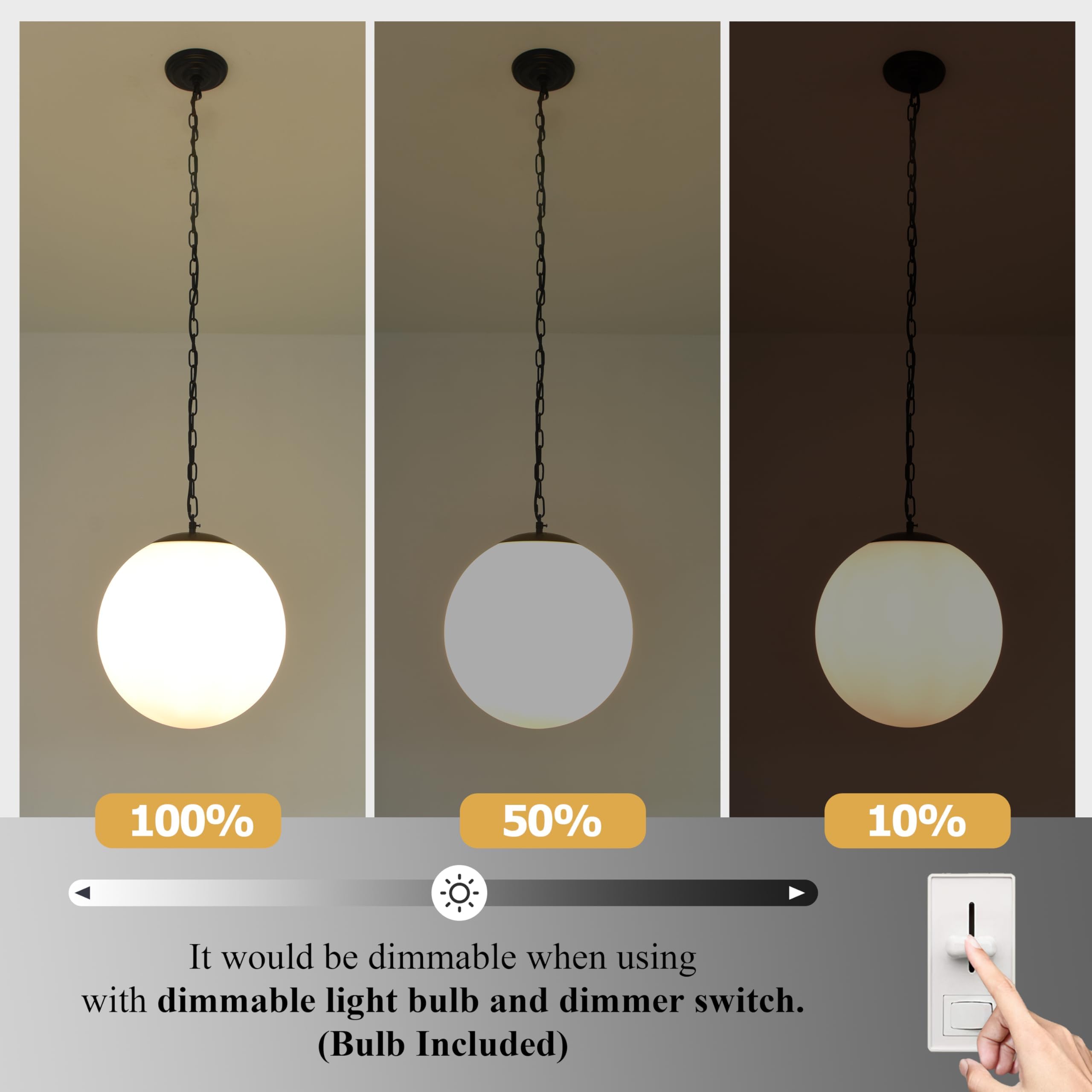 6-inch Mini Modern Globe Pendant Light Clear Glass with Brass Finish Contemporary Mid Century Adjustable Hanging Light Fixture for Living Room Bedroom Kitchen