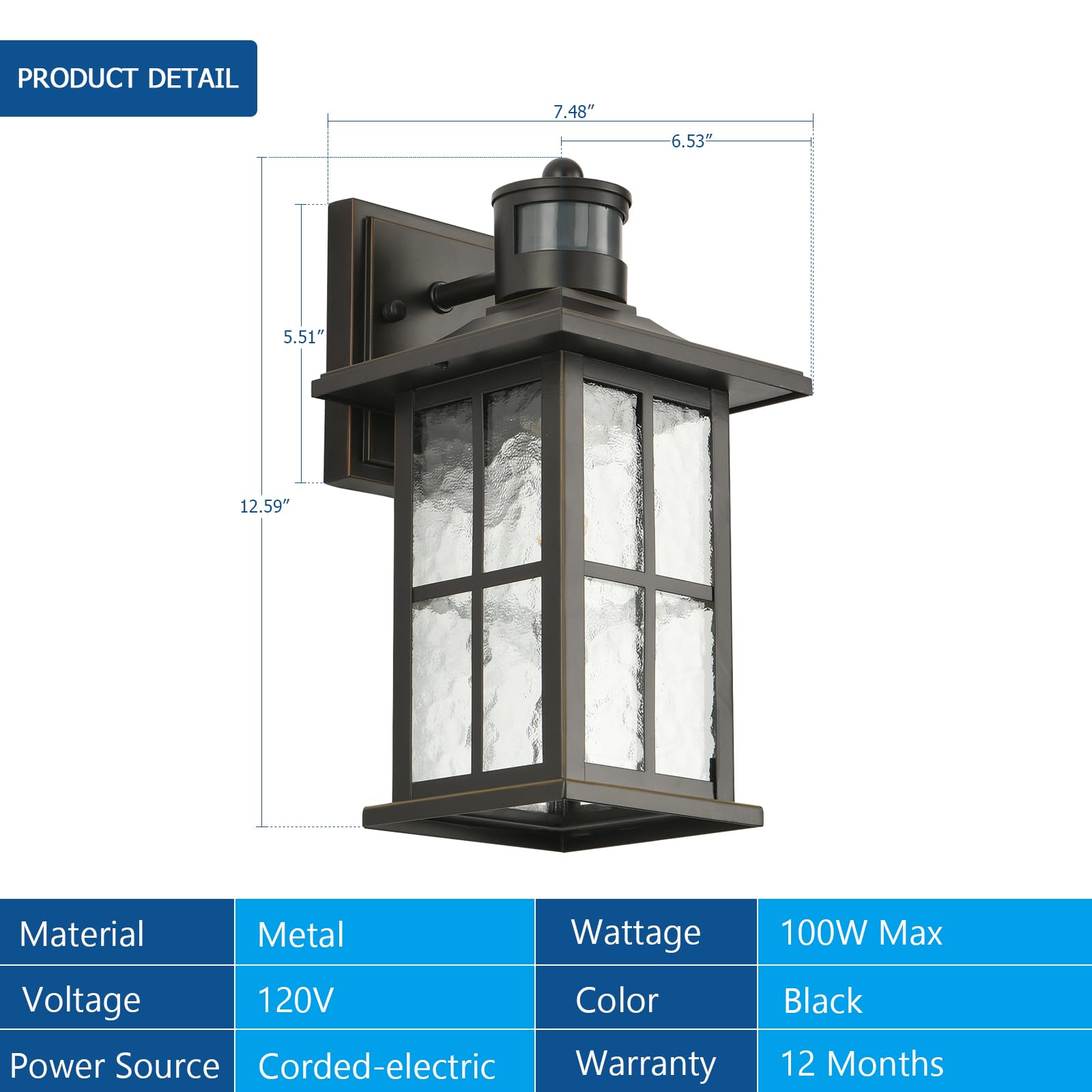 Motion Sensor Outdoor Wall Lantern Dusk to Dawn Exterior Porch Light Fixture Brown Outside Garage Sconce Lighting Waterproof Farmhouse Wall Mount Carriage Lamp for House Patio Doorway