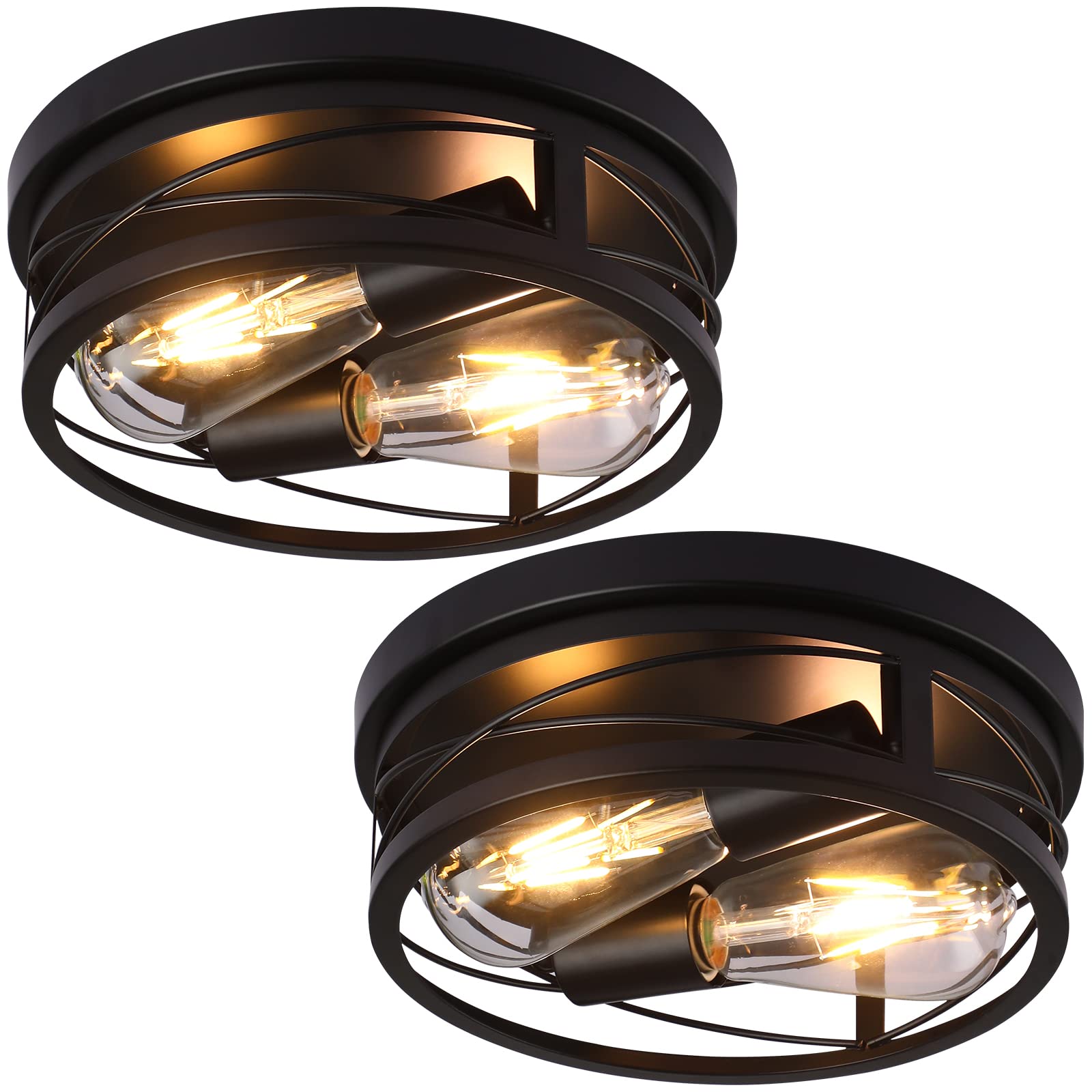 Semi Flush Mount Ceiling Light Brushed Nickel Ceiling Light Fixtures 3-Light Modern Kitchen Light Fixtures Metal Cage Ceiling Lights for Bedroom Dining Room Living Room Hallway Foyer