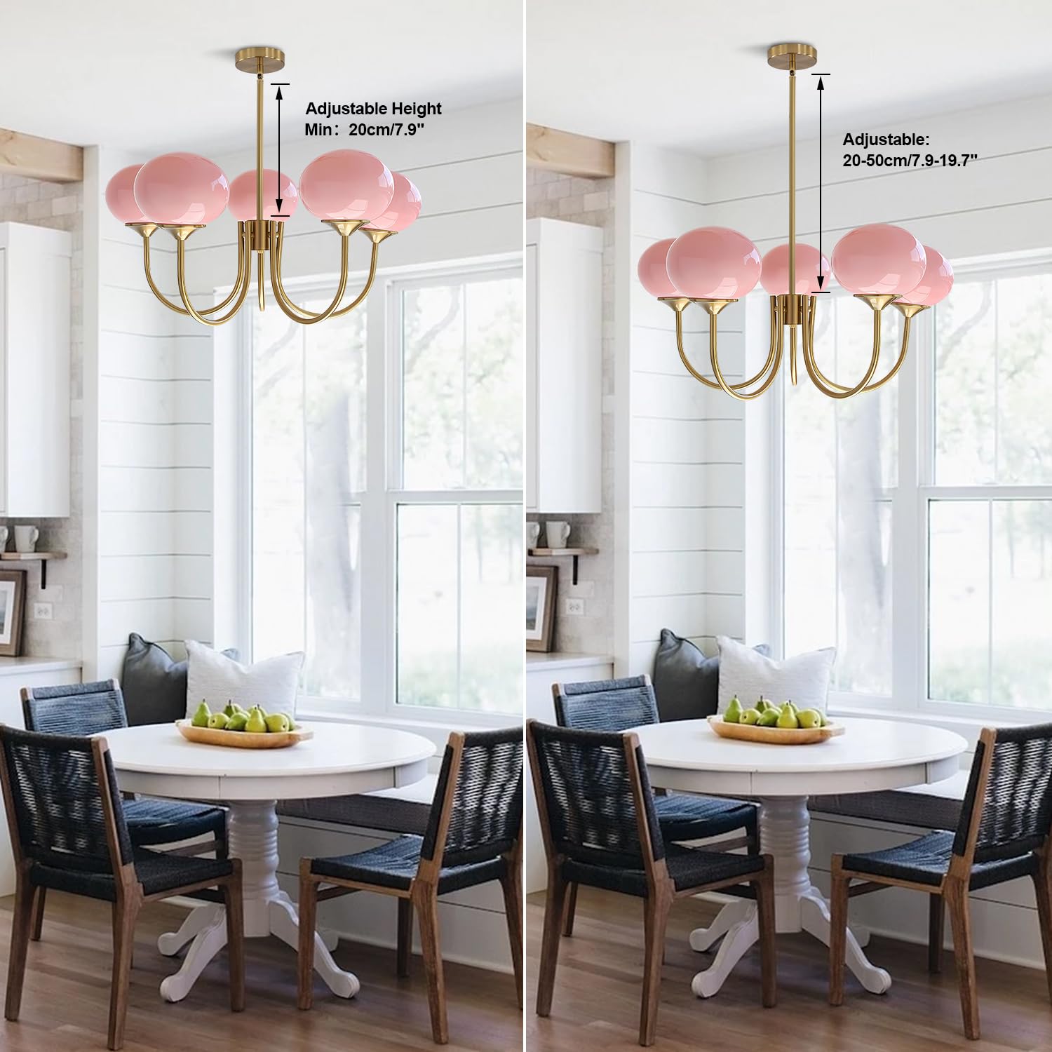 5-Light Modern Globe Sputnik Chandelier Mid Century Large Glass Gold Sputnik Pendant Lights Kitchen Island Vintage Milk Glass Dining Room Chandelier Brushed Brass Hanging Light Fixture