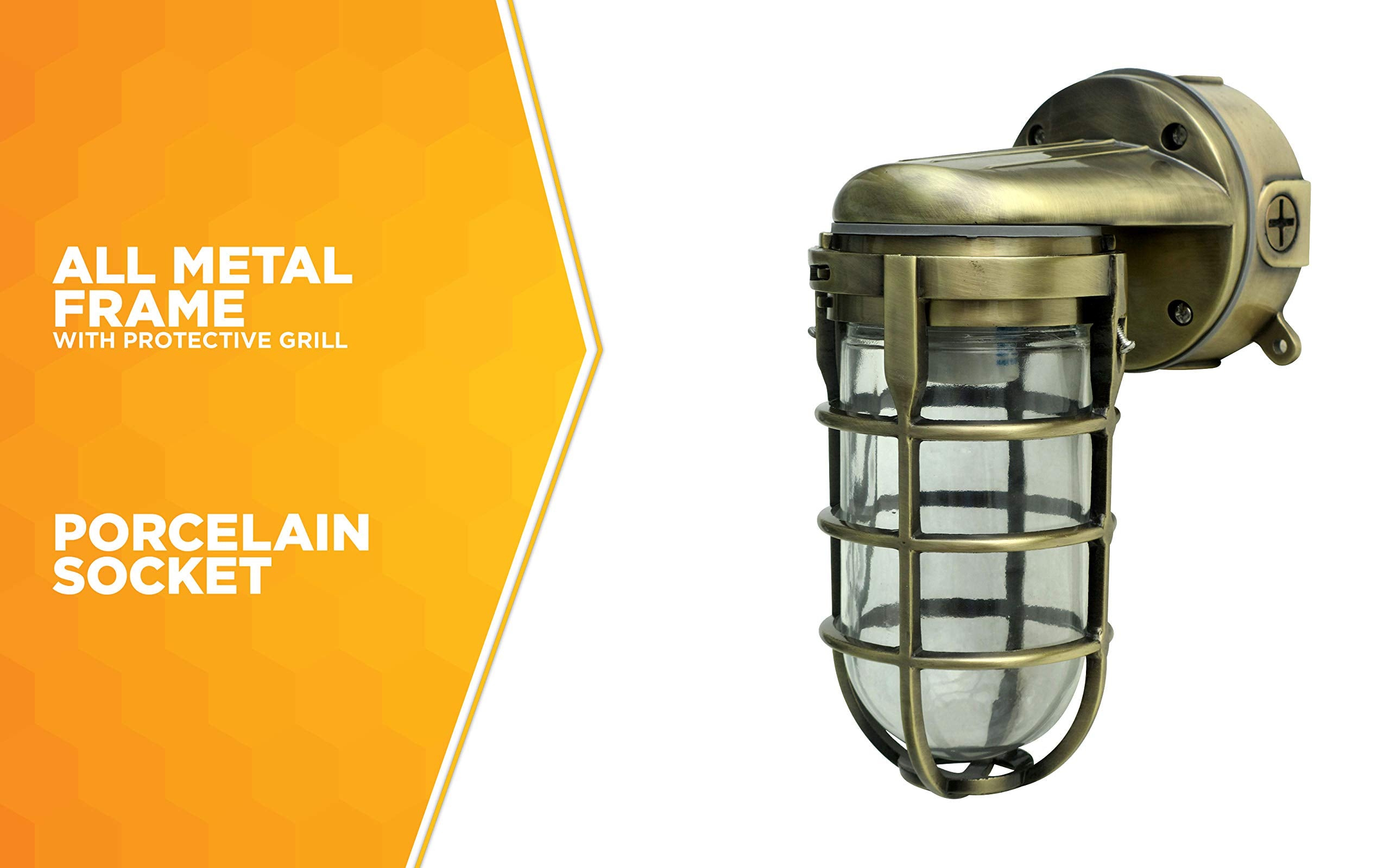 Wall Mount Light in Hammered Black Finish Sturdy Die Cast Aluminum Cage; 100 Watt Incandescent; Industrial Design; Suitable for Indoor and Outdoor Use