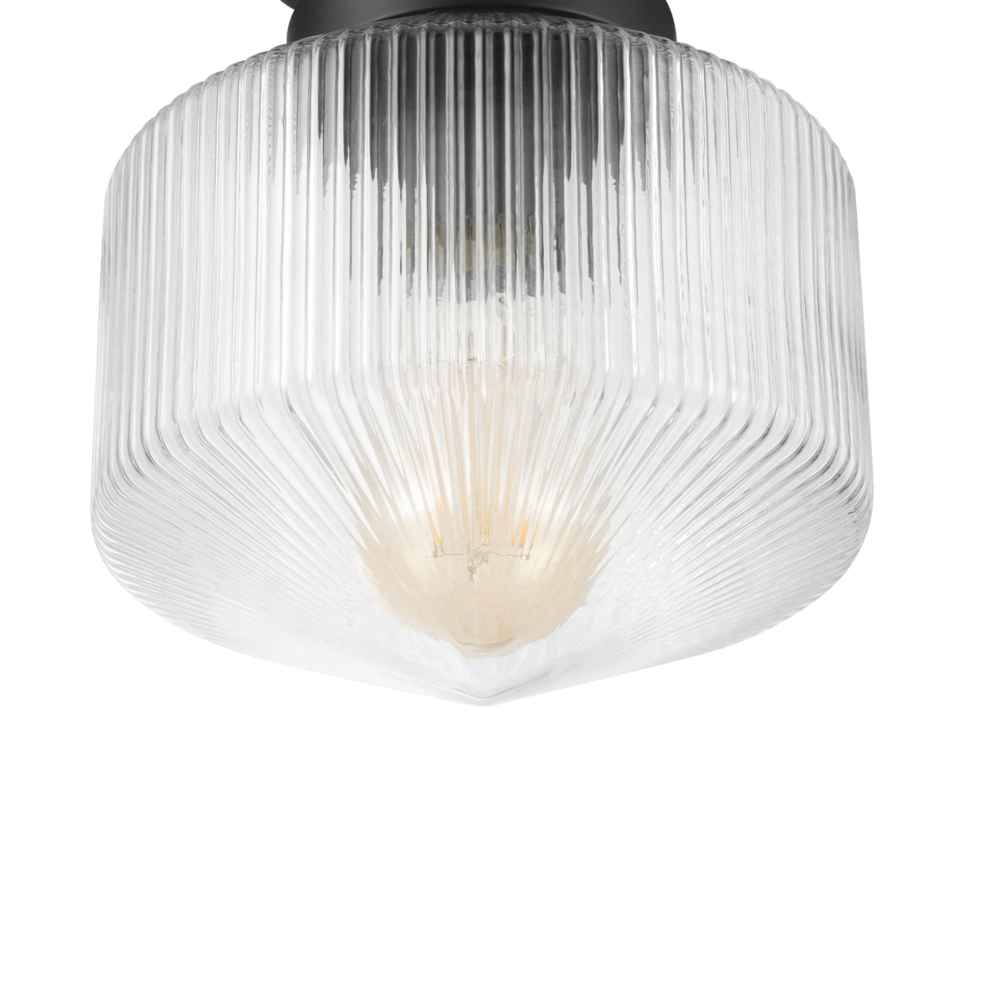 1-Light Semi-Flush Mount Ceiling Lighting, Matte Brass, Clear Glass Shade, Bulb Not Included