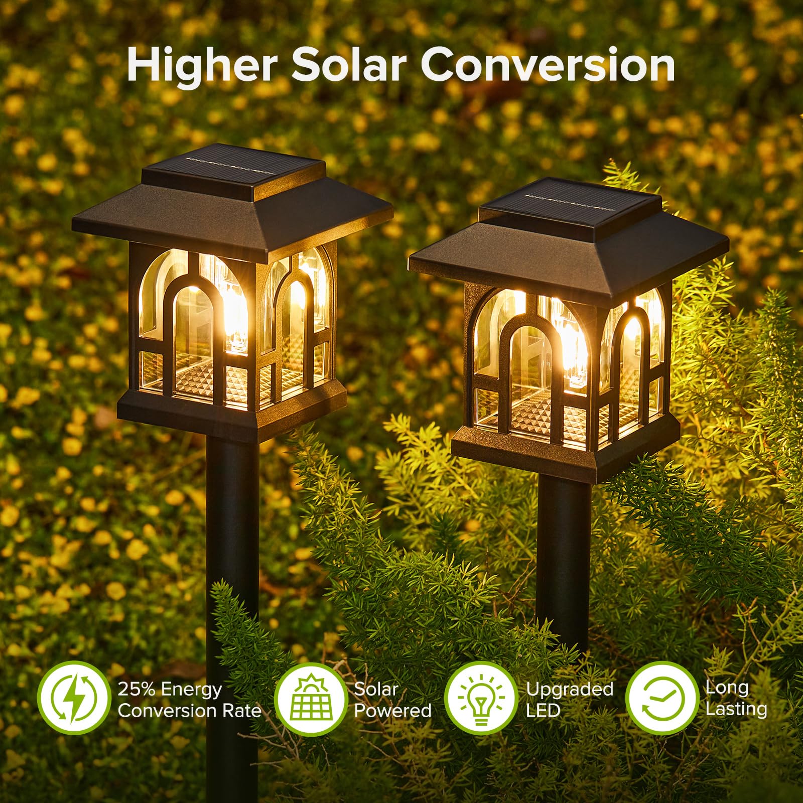 Solar Pathway Lights Outdoor, 10 Pack Retro Solar Landscape Path Yard Lights, Auto On/Off Solar Powered Outdoor Lights, Outdoor Solar Garden Lights for Outside Yard Lawn Patio Walkway Driveway