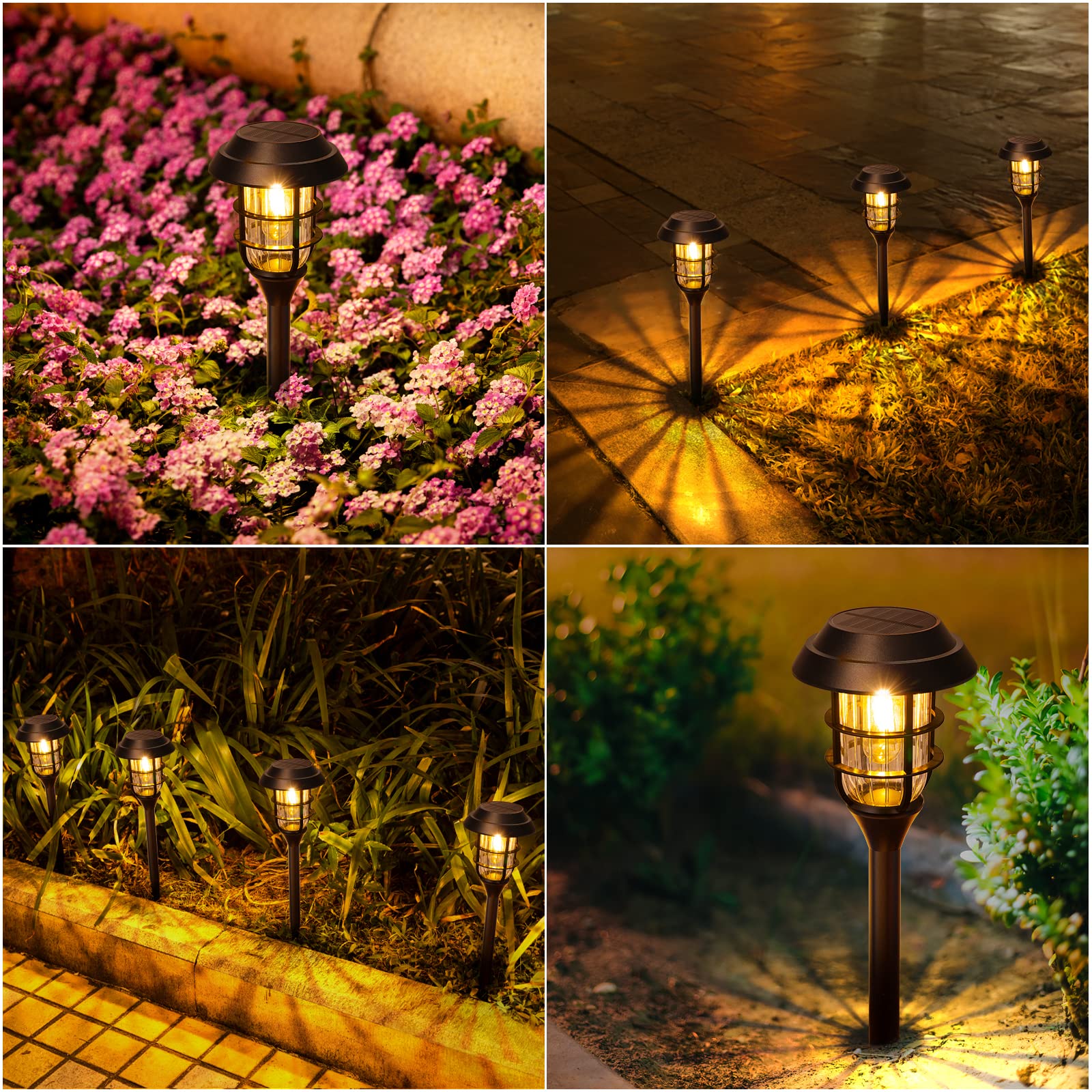 Solar Pathway Lights Outdoor, 8 Pack Bright Solar Lights Outdoor, IP65 Waterproof Auto On/Off Solar Garden Lights Solar Powered Landscape Lighting for Yard Patio Walkway Driveway