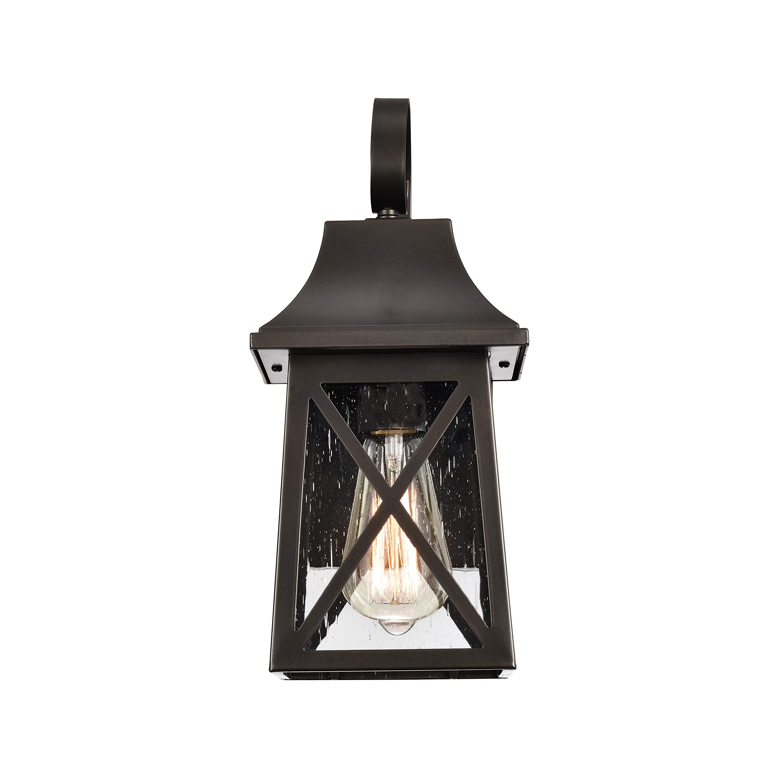 Porch Light Fixture, Oil Rubbed Bronze Outdoor Wall Sconce,13.25" Farmhouse Porch Light with Clear Seedy Glass for Garage, Patio, Porch, Doorway, Entryway.