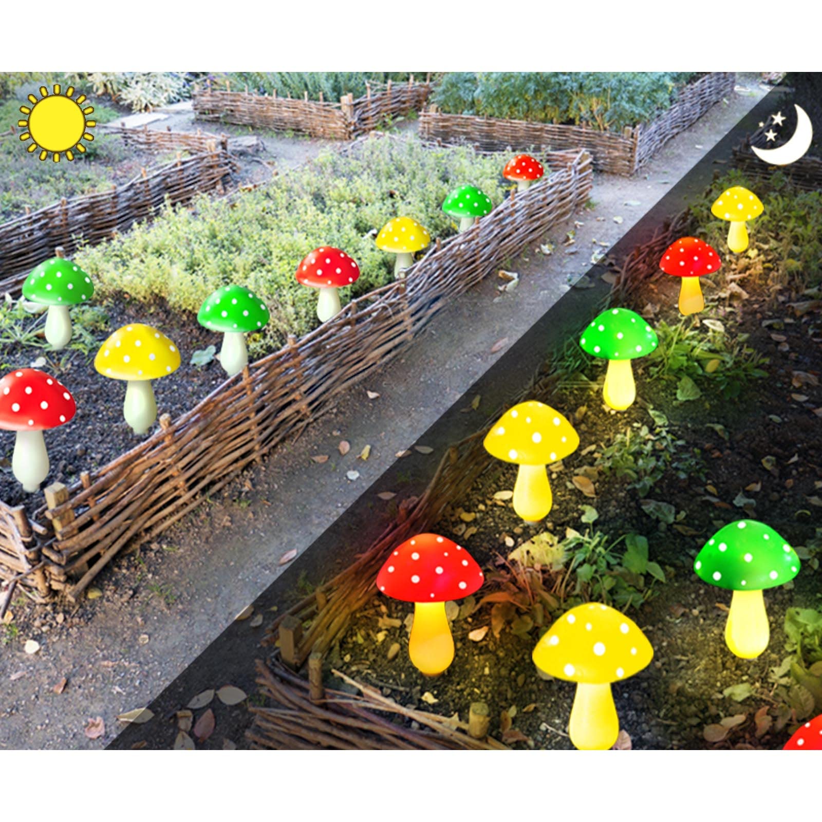 New Upgraded Waterproof Solar Mushroom Lights Outdoor Decor, 8 Modes for Garden Pathway Landscape Yard Easter Pathway Halloween Xmas Decorations, Set of 6 Red