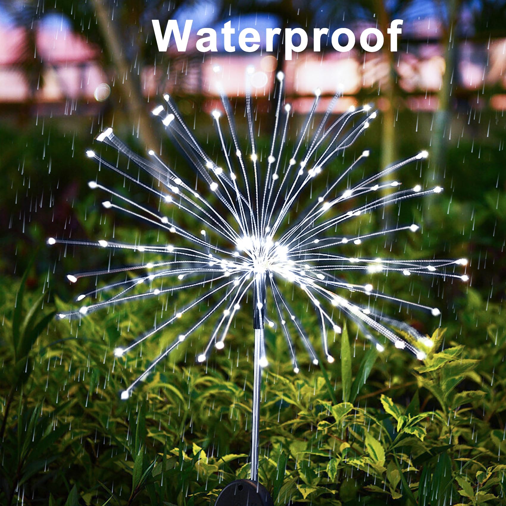 Solar Firework Lights, 2 Pack 120 LEDs 2 Lighting Modes Outdoor Waterproof for Garden Patio Walkway Pathway Party Wedding Christmas Decorative - Cool White