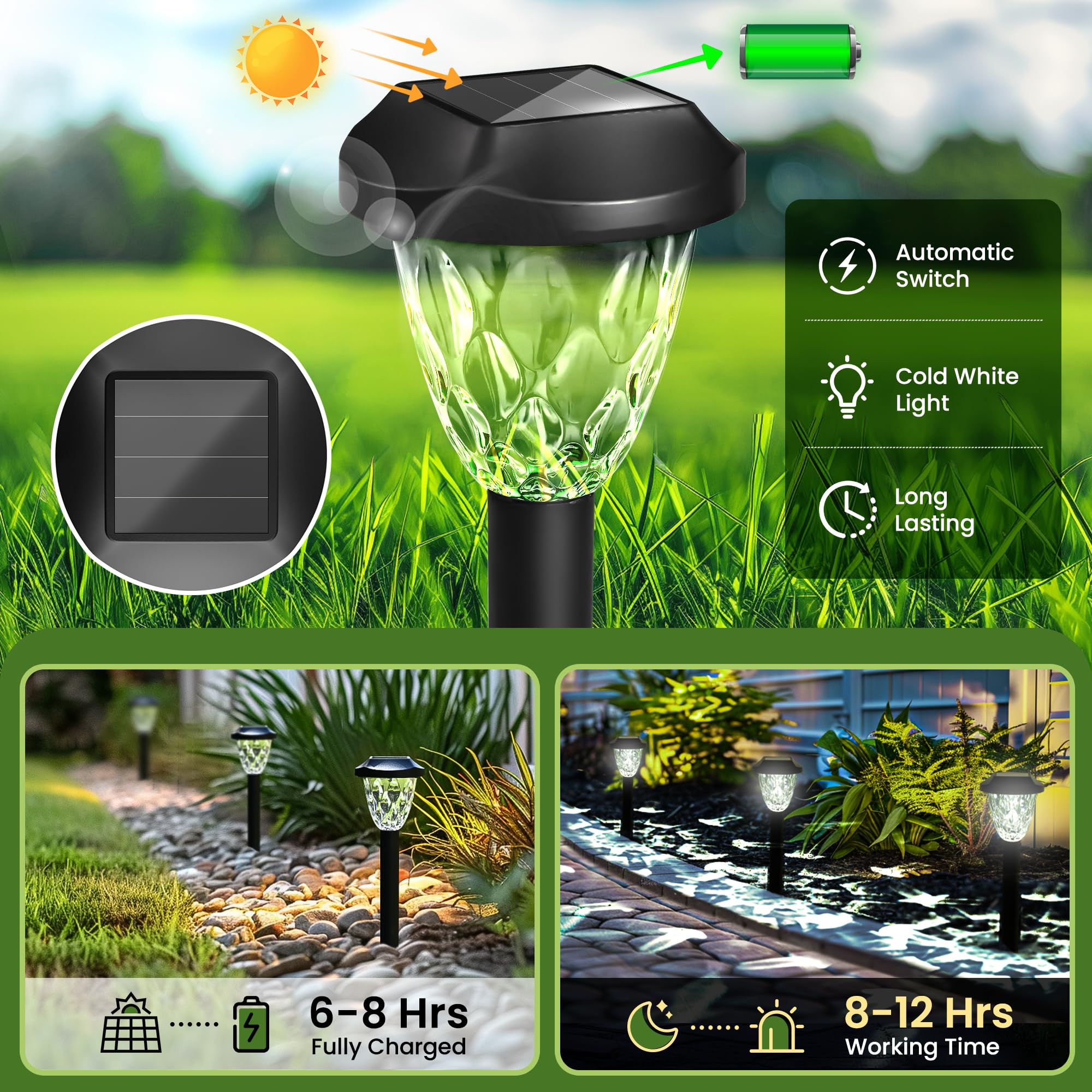 Solar Outdoor Lights, Bright Solar Halloween/Christmas Lights Outdoor with Great Pattern, Waterproof Auto On/Off Solar Lights for Outside Garden Walkway Driveway Yard Pathway(16 Pack)