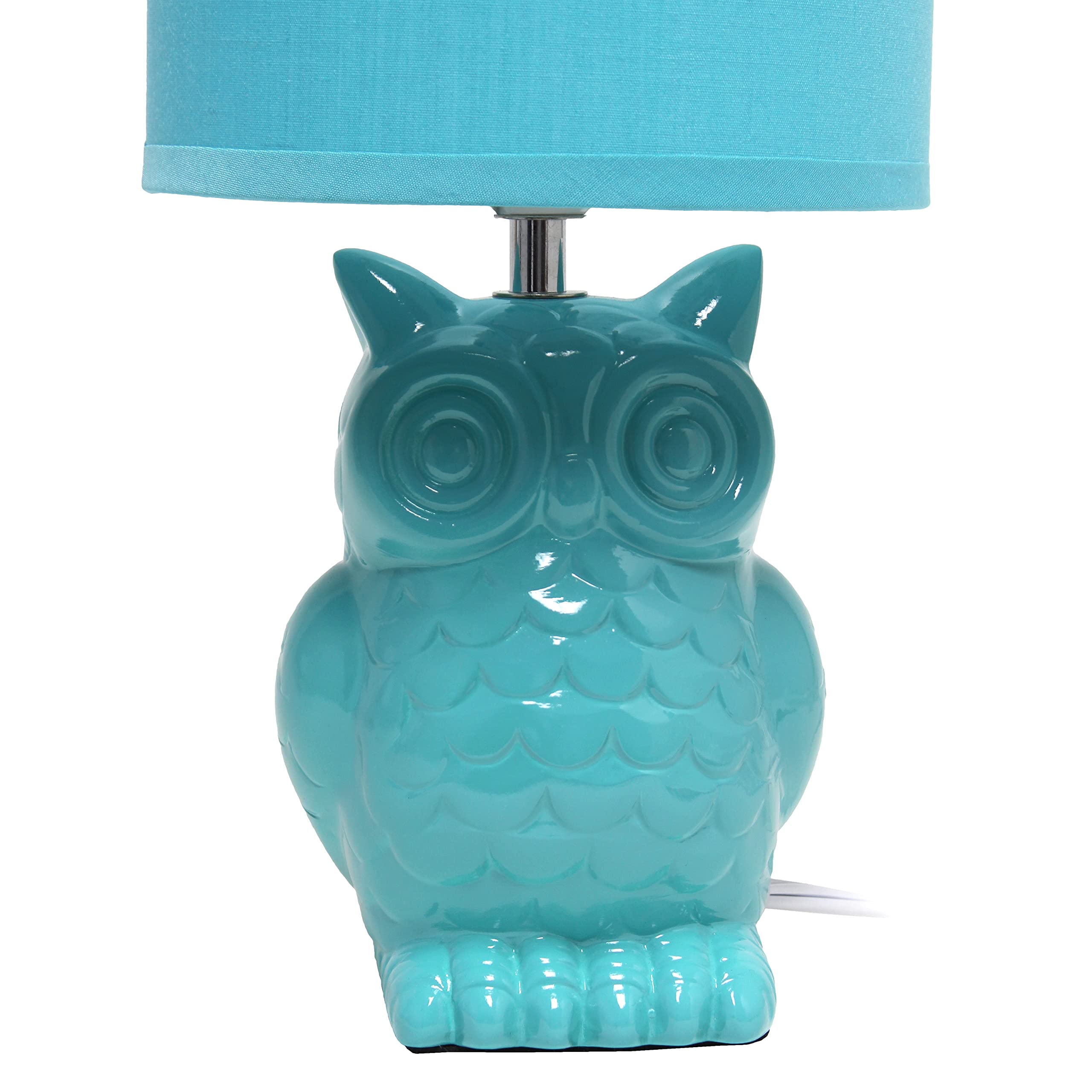 12.8" Tall Contemporary Ceramic Owl Bedside Table Desk Lamp w Matching Fabric Shade for Decor, Bedroom, Nightstand, Living Room, Entryway, Kids' Room, Nursery, Sage Green