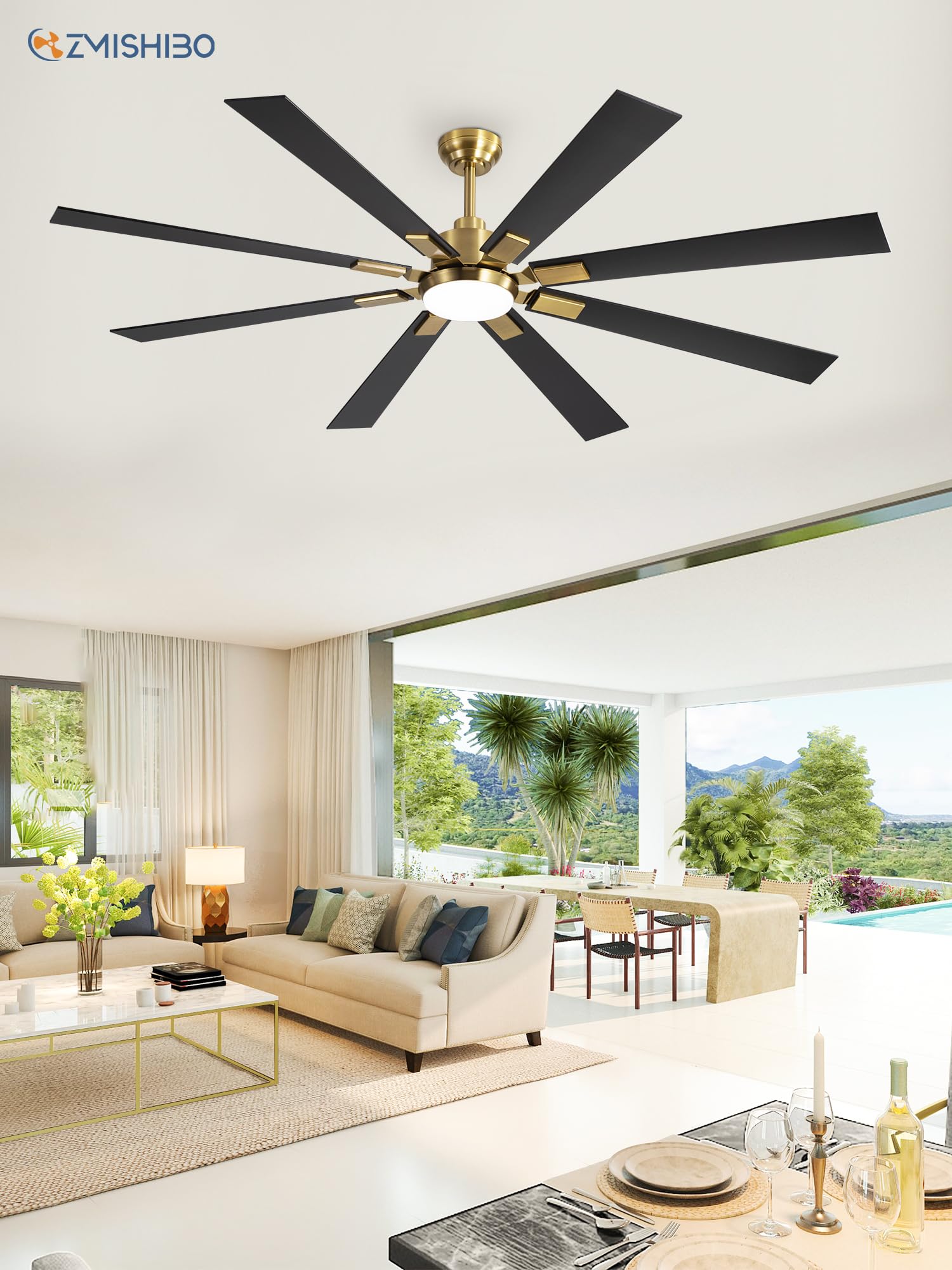 72 inch Oil Rubbed Bronze Ceiling Fans with Lights and Remote, Indoor/Outdoor Farmhouse Ceiling Fan for Living Room Patio, 6 Speed Reversible Quiet DC Motor, 3CCT, Dual Finish Blades