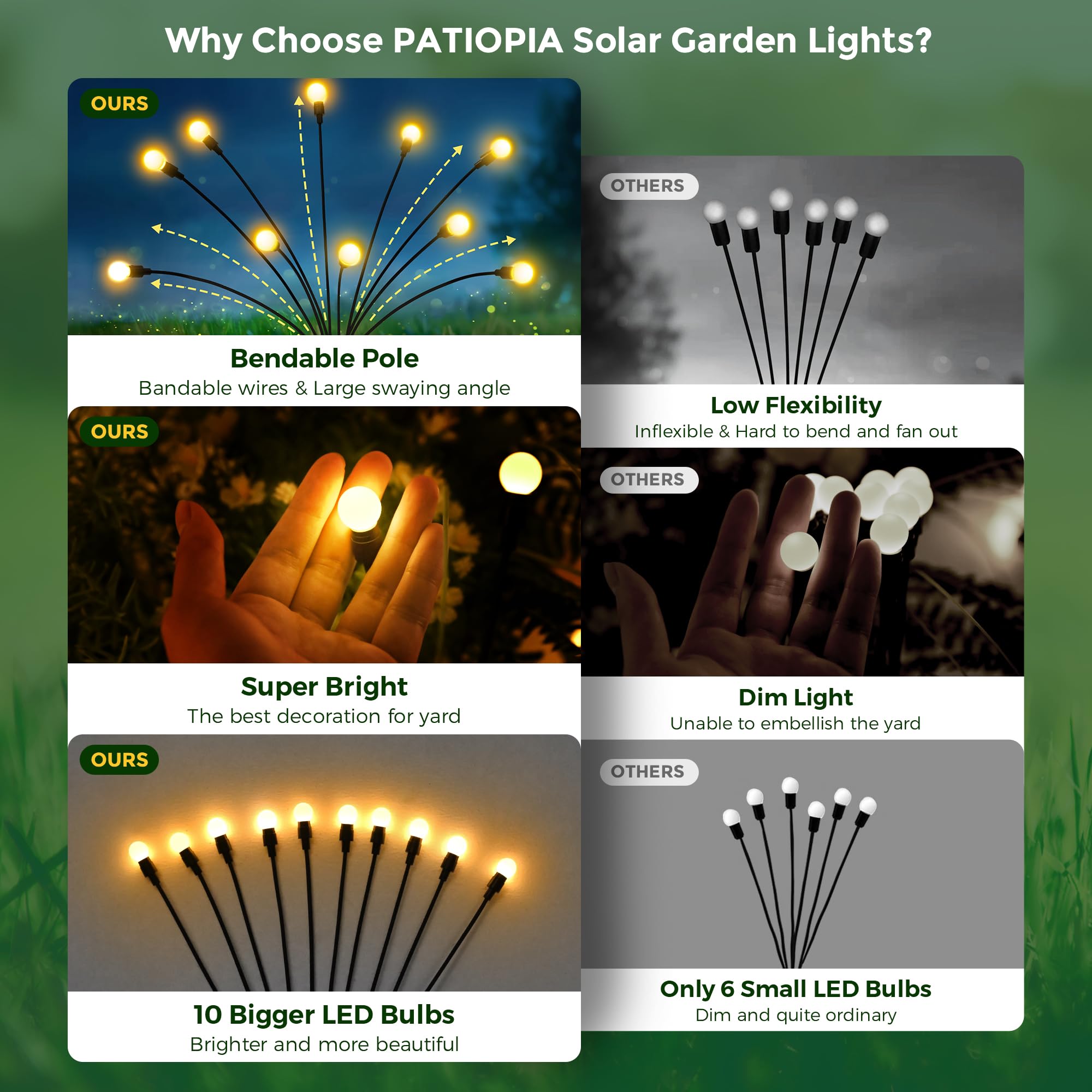 Solar Garden Lights, 20 LED Firefly Garden Lights Solar Outdoor, Solar Lights for Outside Sway by Wind,Solar Lights Outdoor Waterproof for Christmas Yard Patio Pathway Decoration (2 Pack)