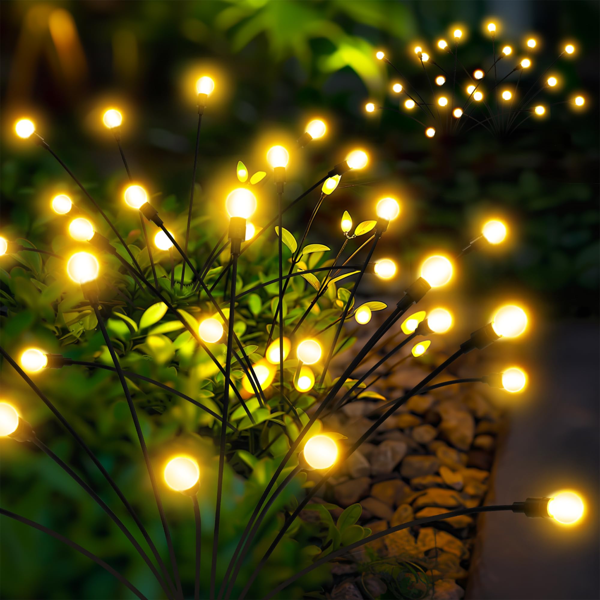 Solar Garden Lights, 20 LED Firefly Garden Lights Solar Outdoor, Solar Lights for Outside Sway by Wind,Solar Lights Outdoor Waterproof for Christmas Yard Patio Pathway Decoration (2 Pack)