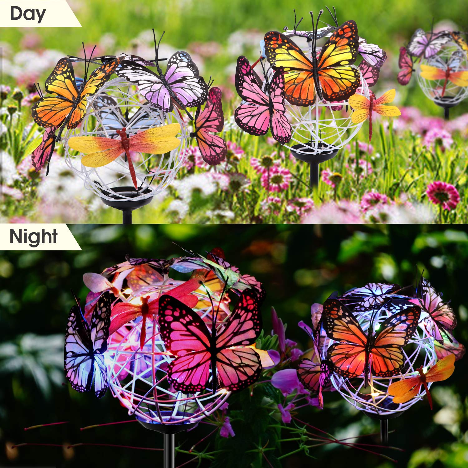 Solar Powered Butterfly Garden Stake Lights (2 Pcs Butterfly Lights)