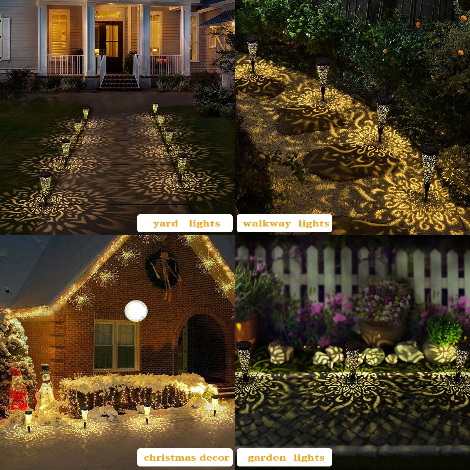 6 Pack Solar Lights Outdoor Garden Decorative Solar Garden Lights with Warm Light Waterproof Solar Pathway Landscape Lights for Path Patio Backyard Walkway Yard Garden Decor (Black, 6Pcs)