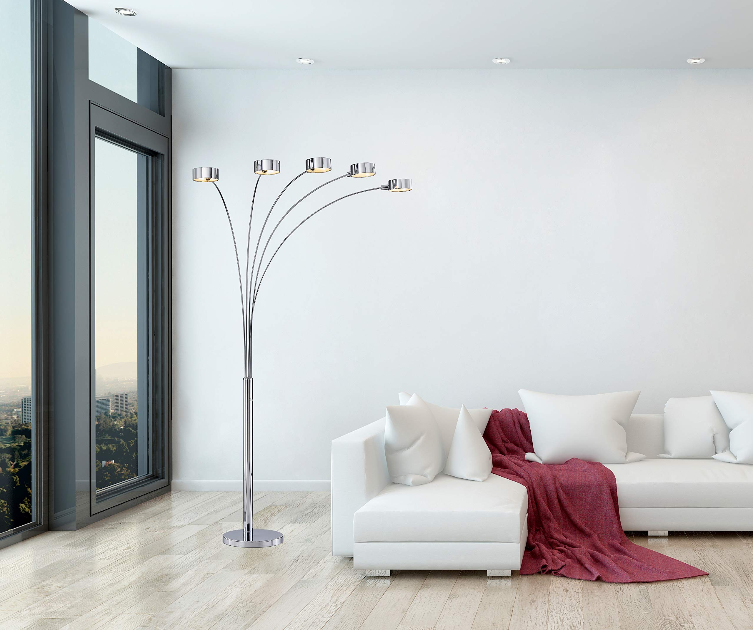 USA Micah - 5 Arc Floor Lamp w/Dimmer Switch, 360 Degree Rotatable Shades - Bright & Attractive, Brushed Black Nickel