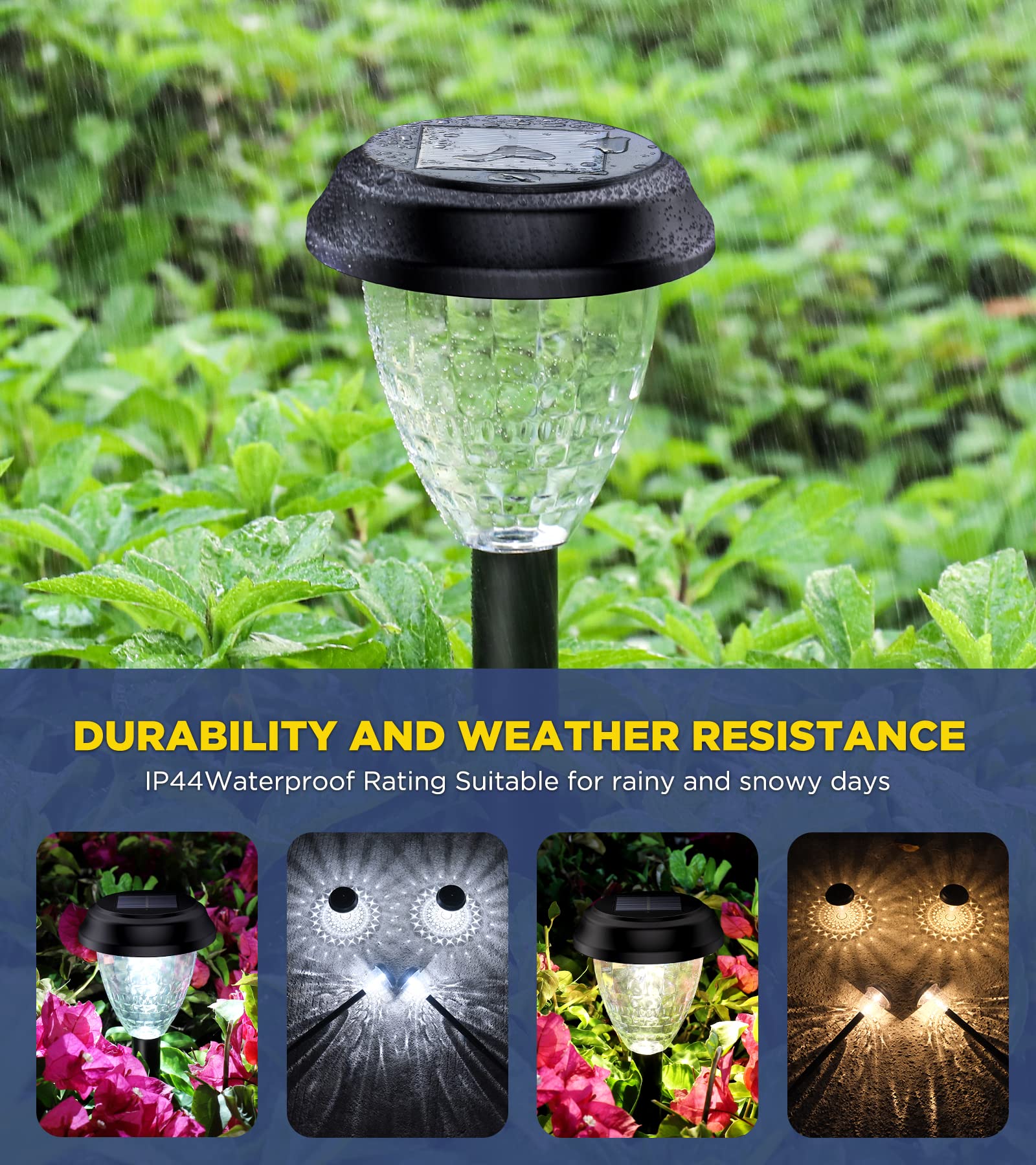 Ultra Bright Solar Outdoor Lights Decorative 10 Pack, 100% Faster Charge Solar Pathway Garden Lights Up to 12H Auto On/Off, Solar Lights Outdoor Waterproof for Walkway Yard Lawn