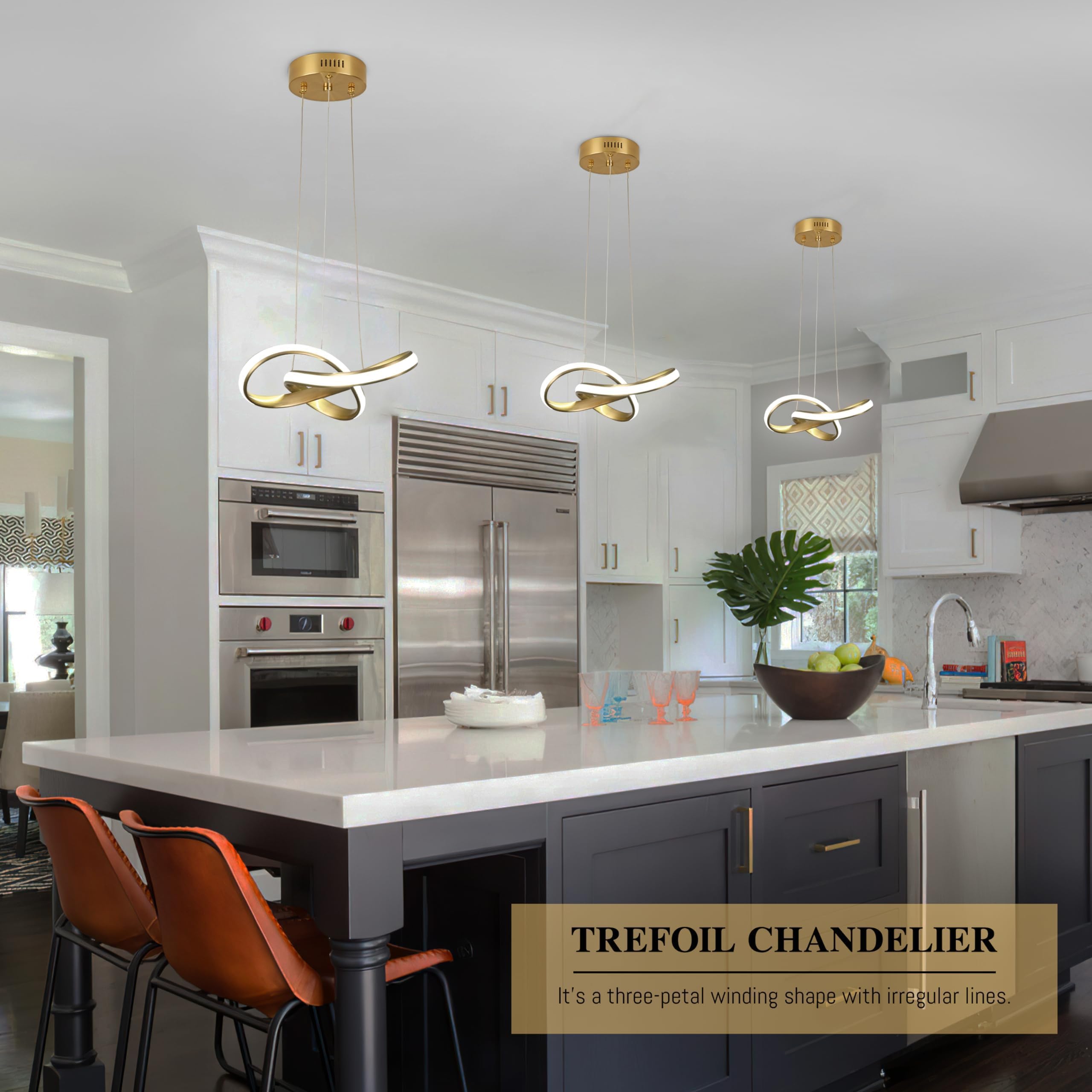 Modern LED Chandelier Contemporary Pendant Lighting Ring Light Fixture Gold with 4000K and 59in Height Adjustable Hanging Lamp for Kitchen Island Hallway Foyer Closet Corridor