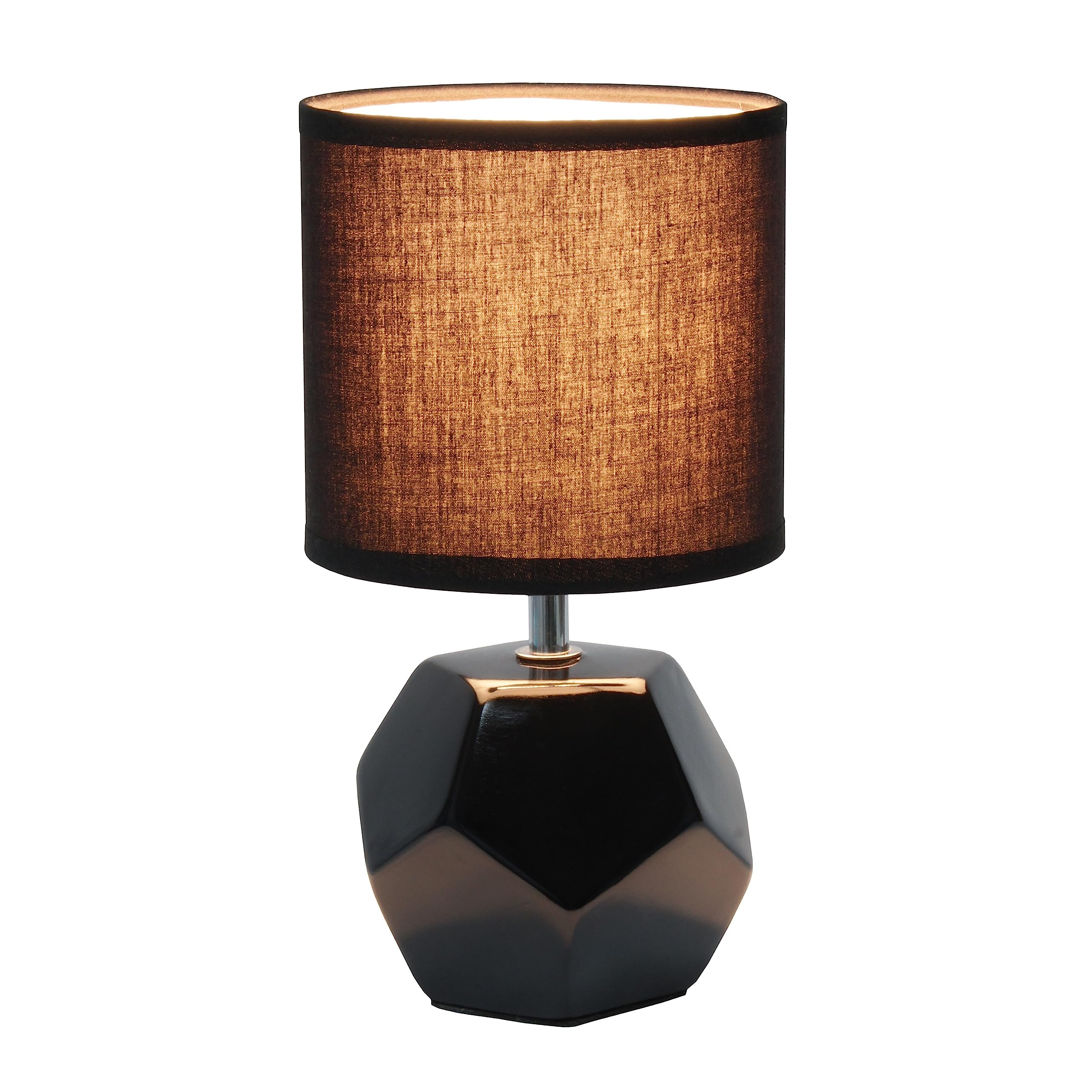 Round Prism Mini Table Lamp with Matching Fabric Shade, Gray