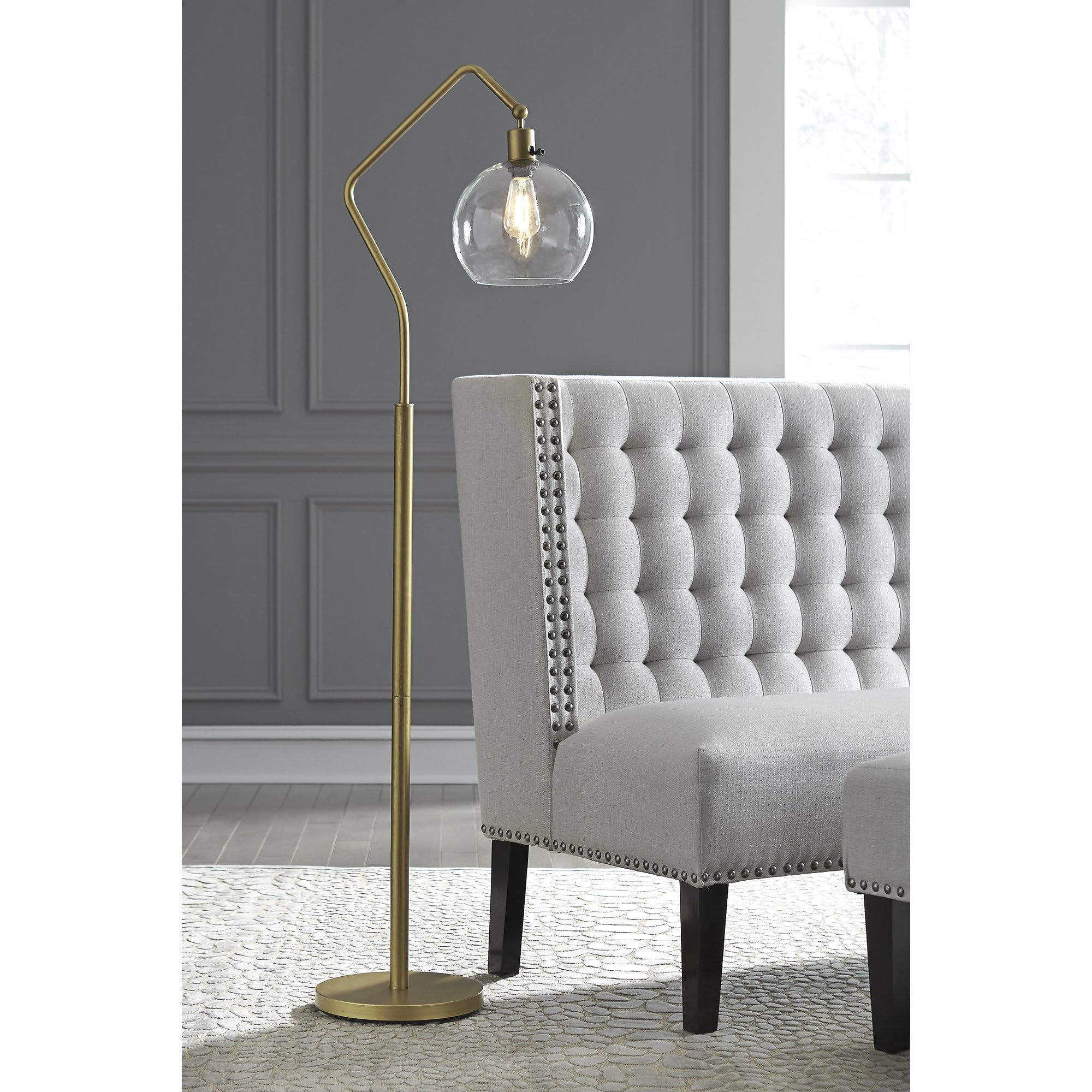 Metal Floor Lamp, White Golden