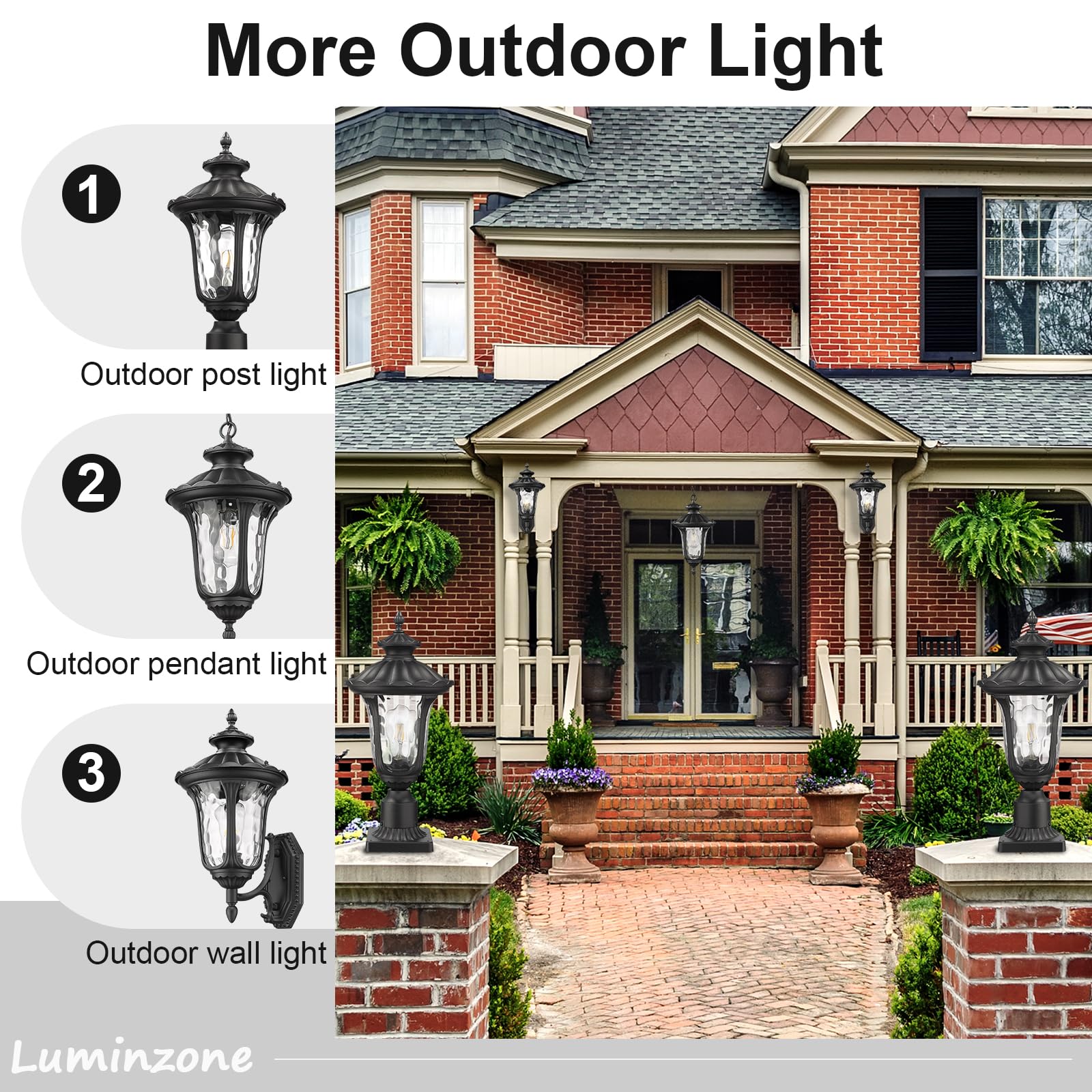 Outdoor Pendant Light for Porch, Exterior Hanging Lantern Outdoor Chandelier in Black Finish for Entryway, Doorway, Farmhouse, Foyer