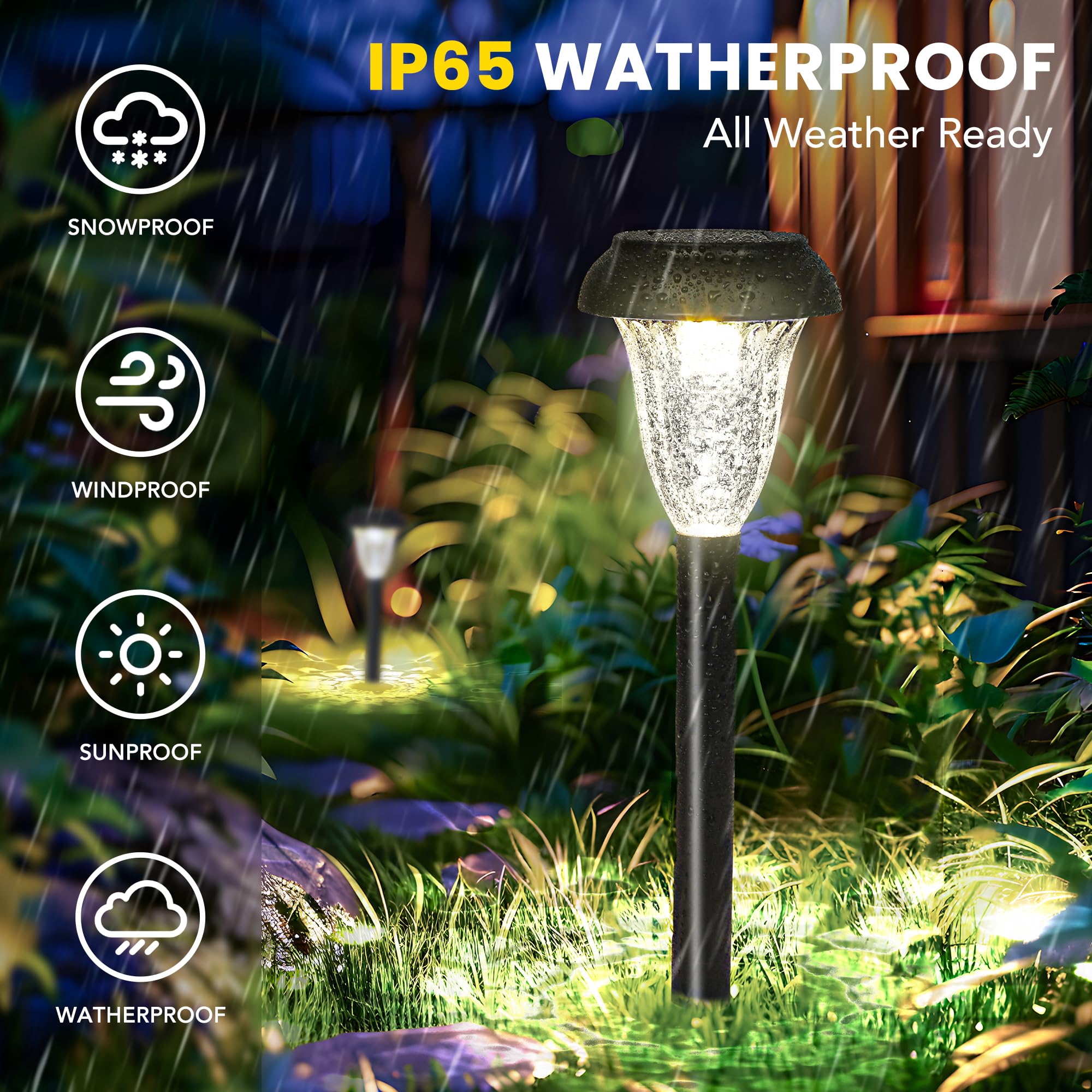 12 Pack Solar Lights Outdoor Waterproof, Cool White Pathway Lights Solar Powered, Landscape Lighting, Solar Grden Lights for Decor, Patio, Garden, Yard, Pathways, Walkways