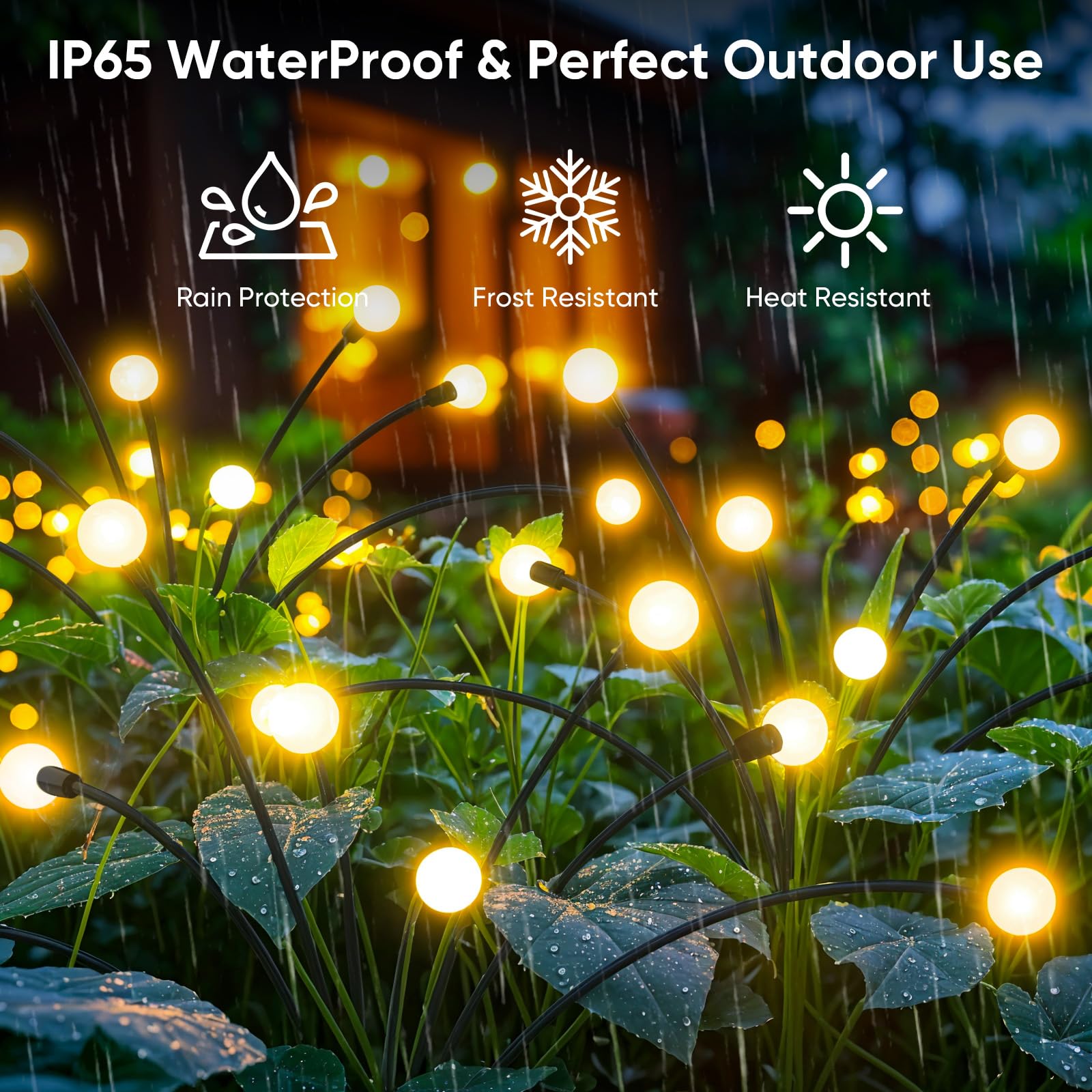 Solar Lights Outdoor Garden Decor: 4 Pack 32 LED Firefly Solar Outdoor Lights, Waterproof Solar Lights for Outside, Yard Patio Porch Pathway Landscape Decorations, Solar Swaying Light Sway by Wind