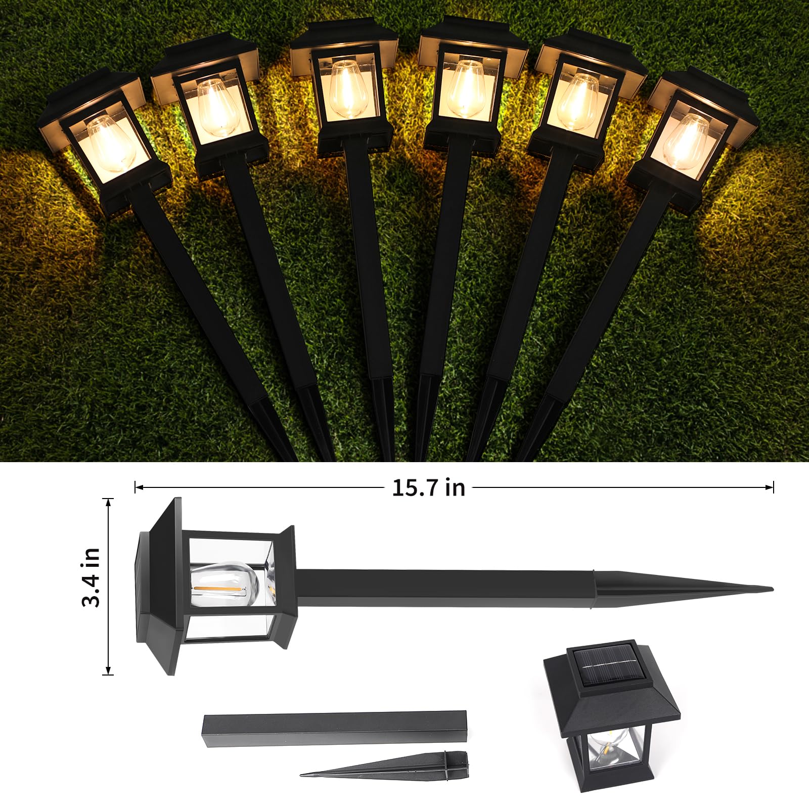 Solar Lights Outdoor,12 Pack Waterproof Solar Garden Lights, Auto On/Off Solar Pathway Lights for Your Garden, Landscape, Path, Yard, Patio, Driveway,Walkway Decor